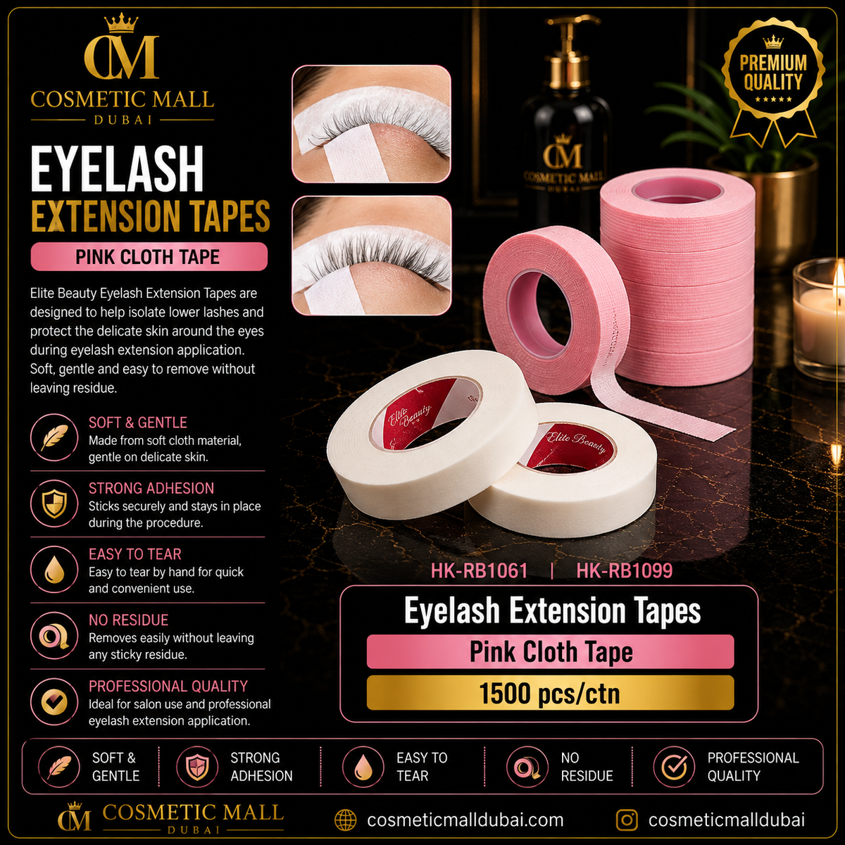Elite Beauty Eyelash Extension Tape – Pink Cloth Tape | HK-RB1061 / HK-RB1099