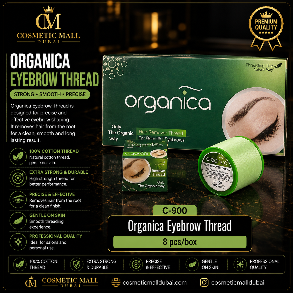 Organica Eyebrow Thread – C-900 | 8 Pcs/Box
