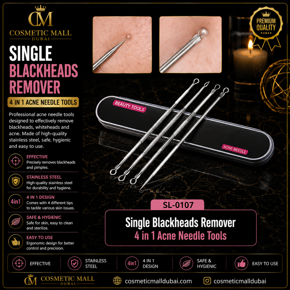 Single Blackheads Remover – SL-0107 | 4-in-1 Acne Needle Tools
