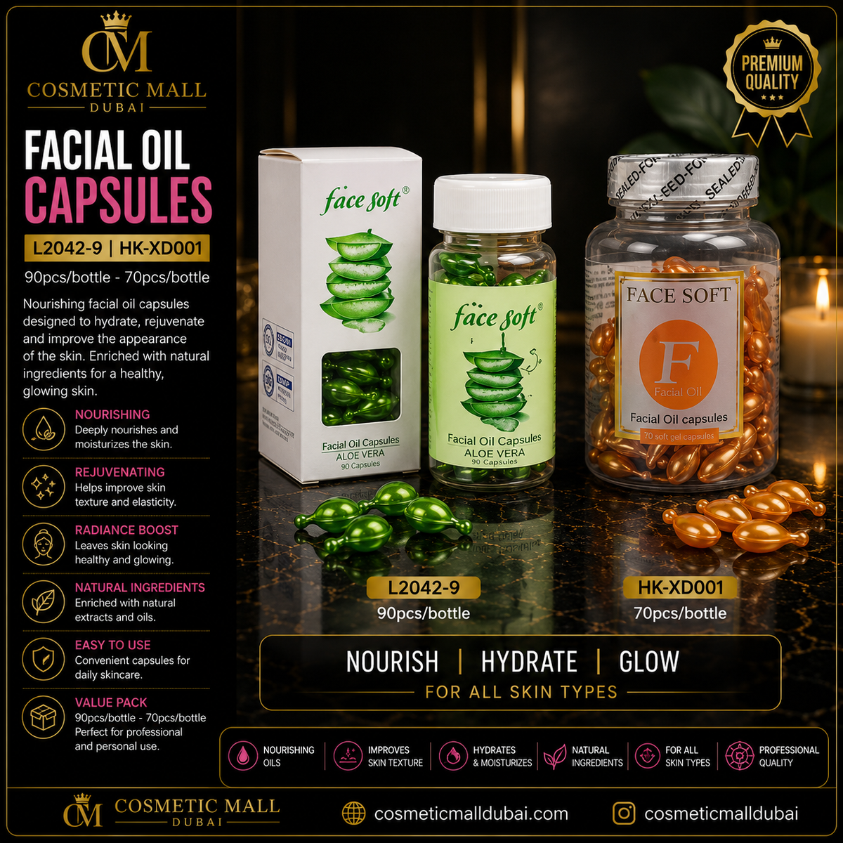 Facial Oil Capsules – L2042-9 / HK-XD001 | 90pcs & 70pcs