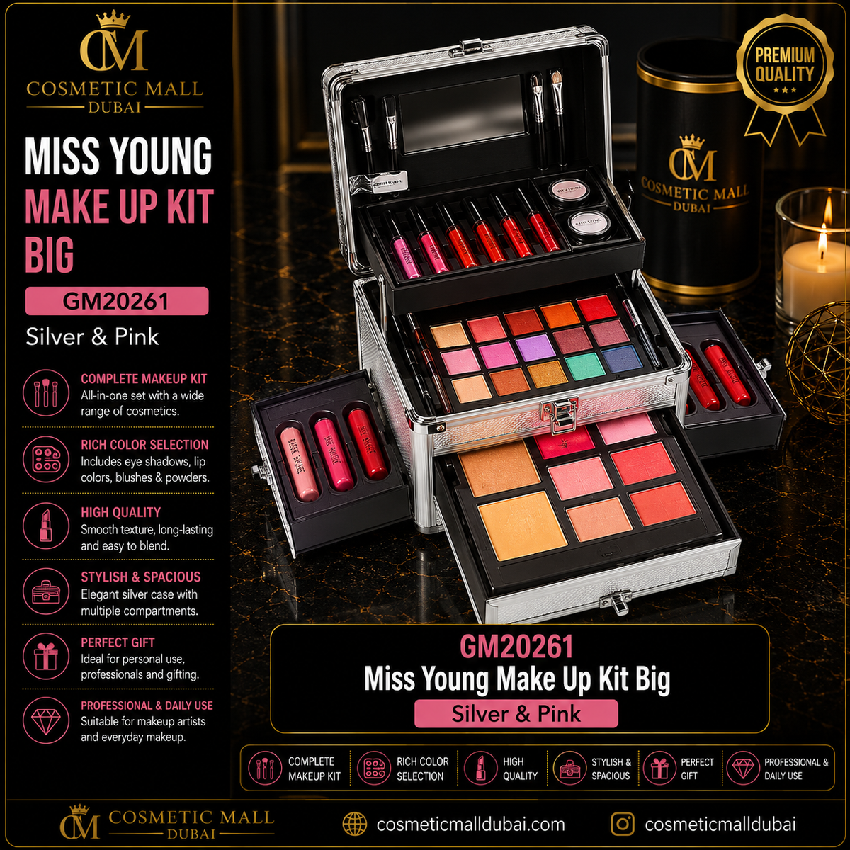 Miss Young Make Up Kit Big – GM20261 | Silver & Pink