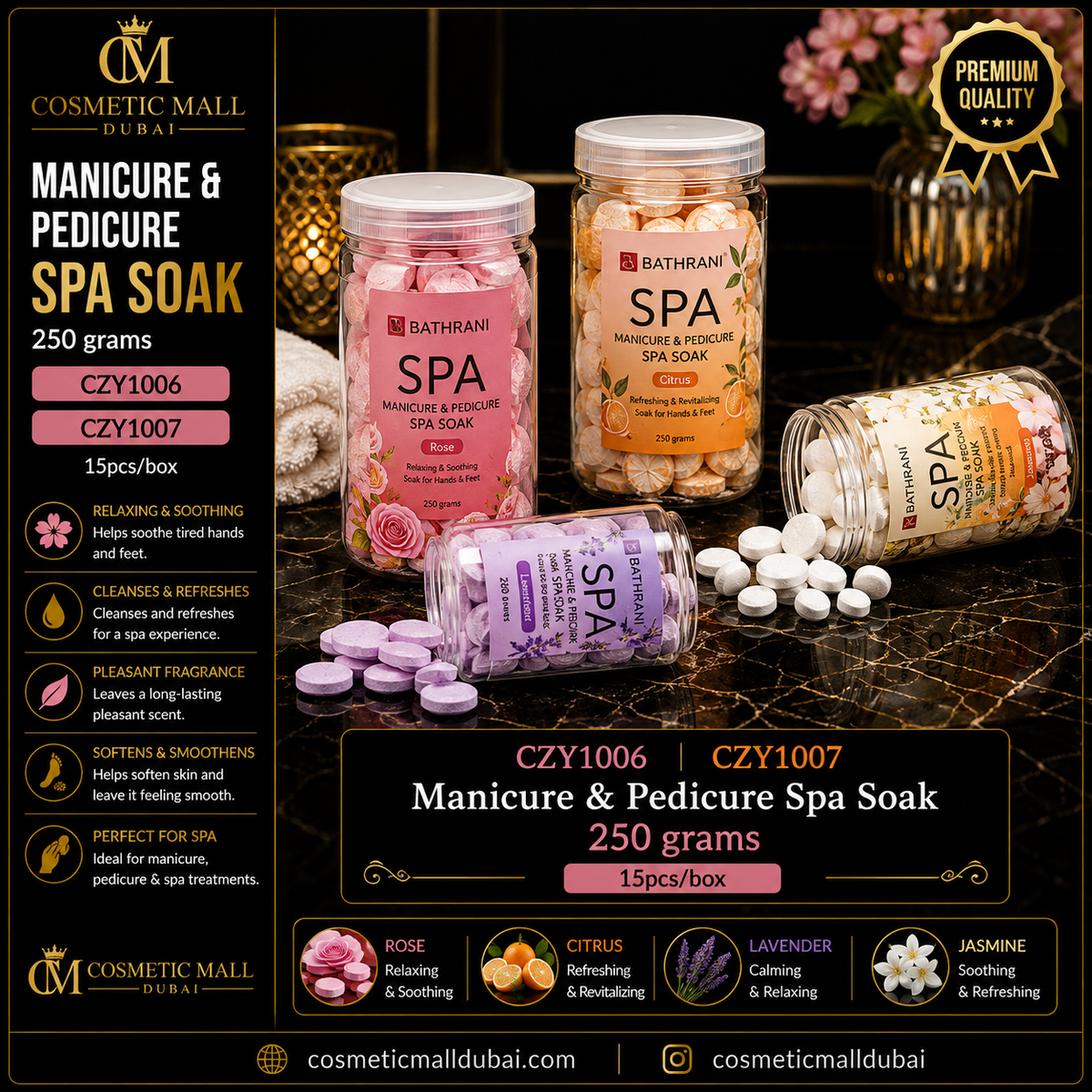 Bathrani Manicure & Pedicure Spa Soak – 250g | CZY1006 / CZY1007
