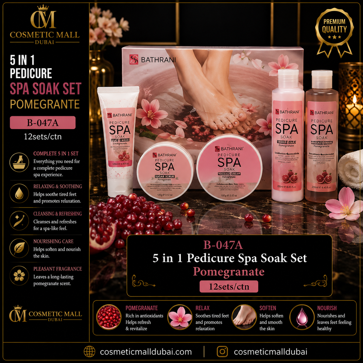 Bathrani 5-in-1 Pedicure Spa Soak Set – Pomegranate | B-047A