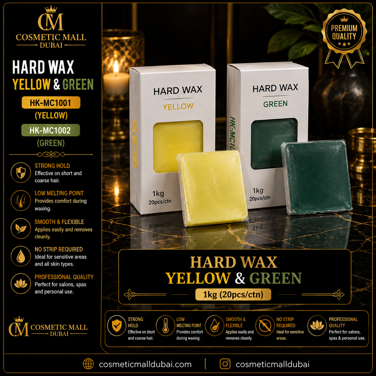 Hard Wax – Yellow & Green | HK-MC1001 / HK-MC1002 | 1KG
