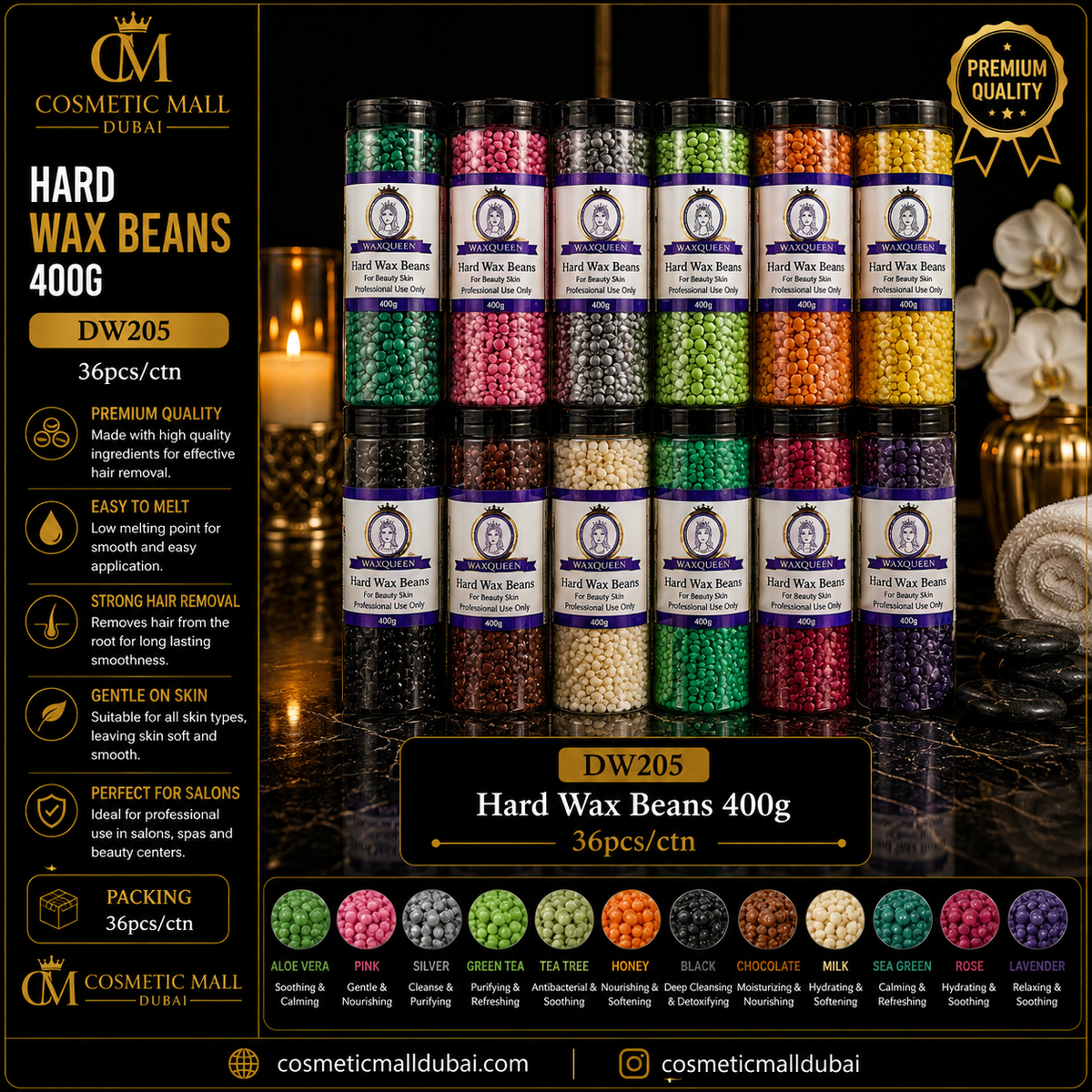 Hard Wax Beans – 400g | DW205 | 36 Pcs/Carton