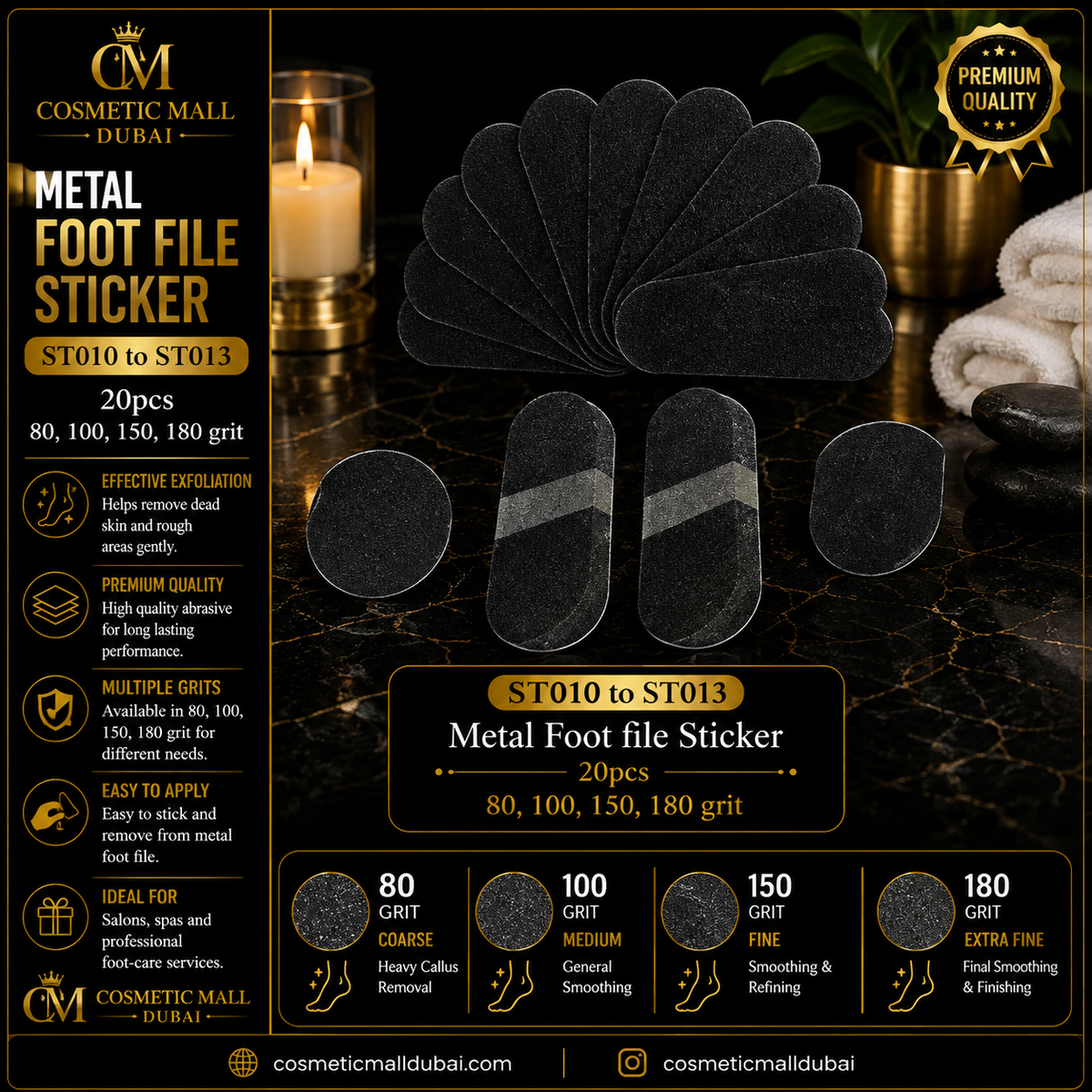 Metal Foot File Sticker – ST010 to ST013 | 20 Pcs
