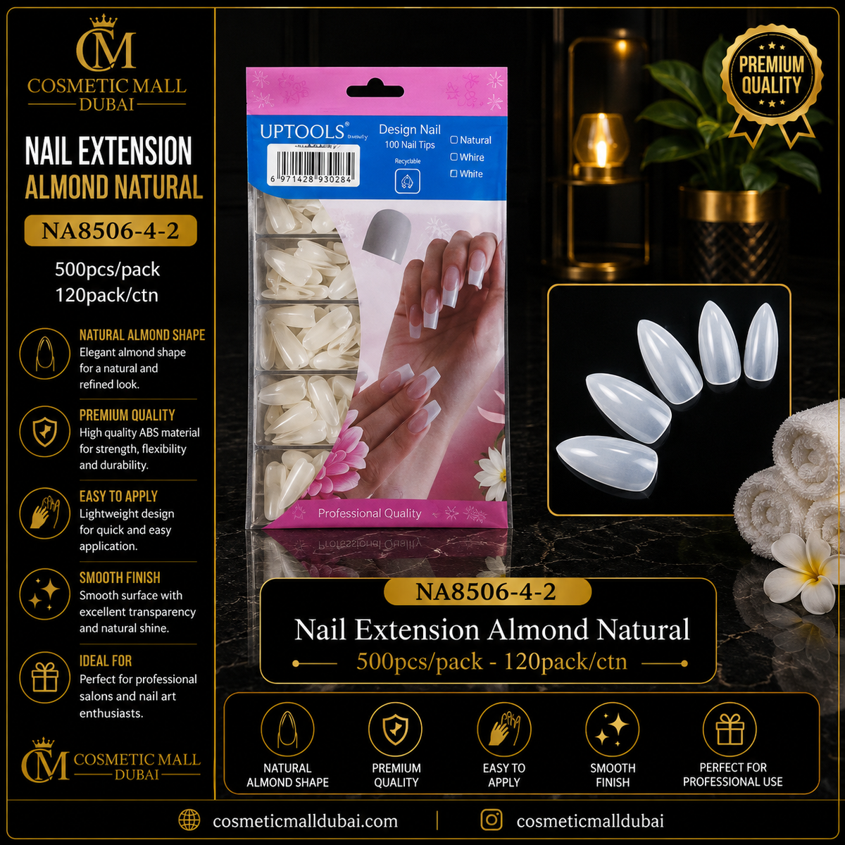 Nail Extension Almond Natural – NA8506-4-2 | 500 Pcs/Pack