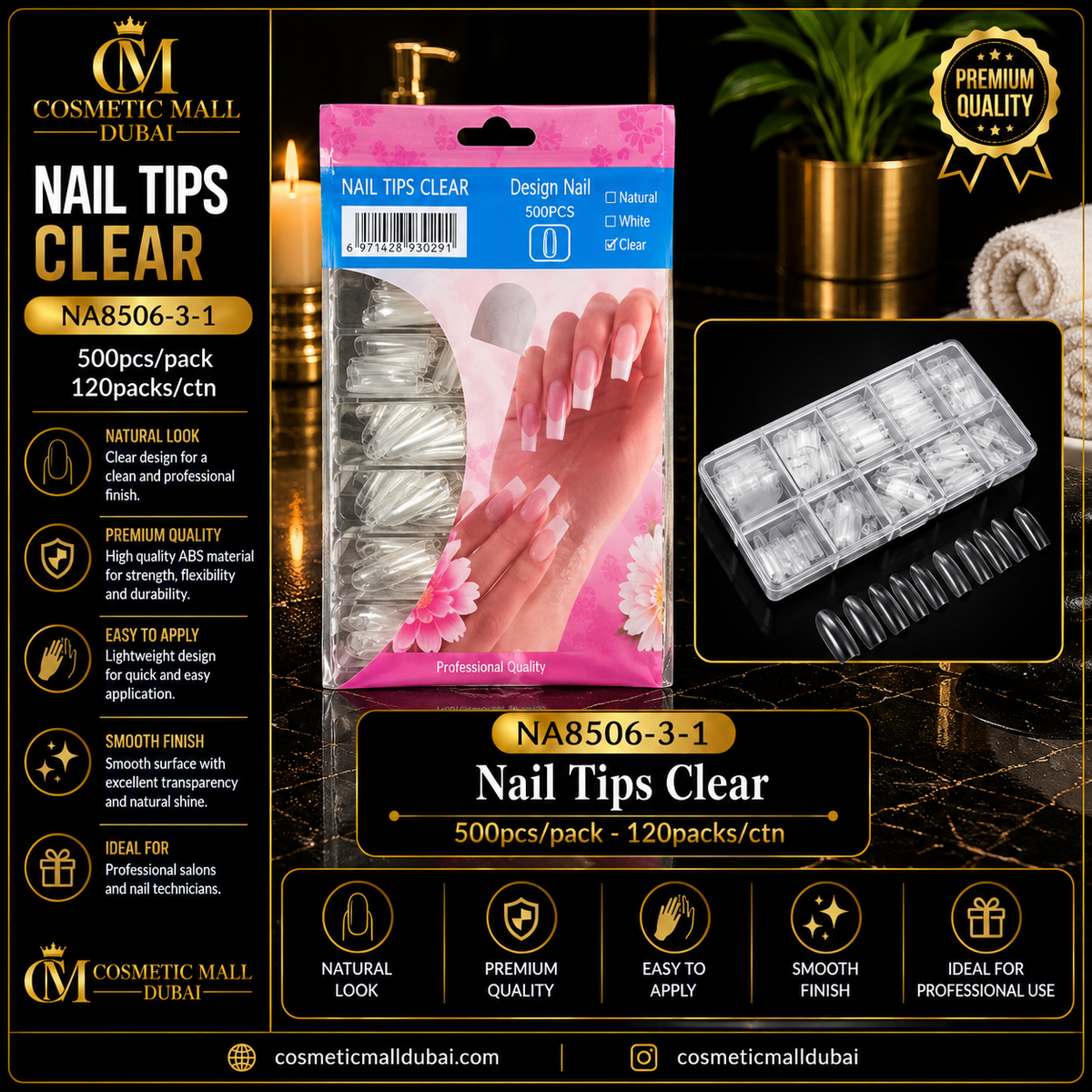 Clear Nail Tips – NA8506-3-1 | 500 Pcs/Pack