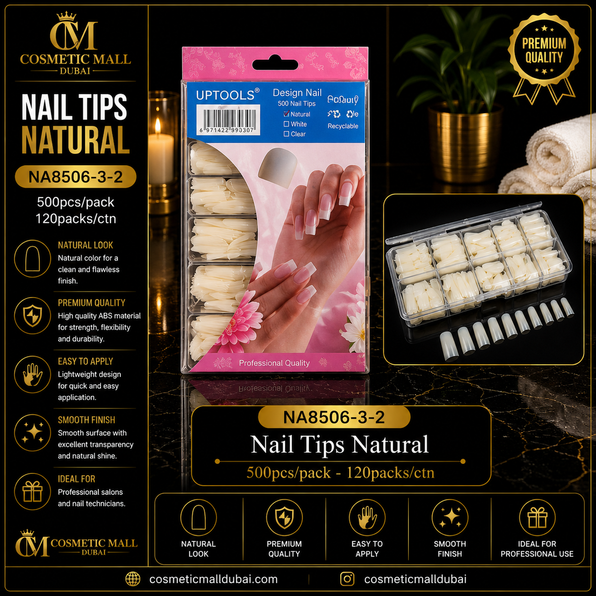 Nail Tips Natural – NA8506-3-2 | 500 Pcs/Pack