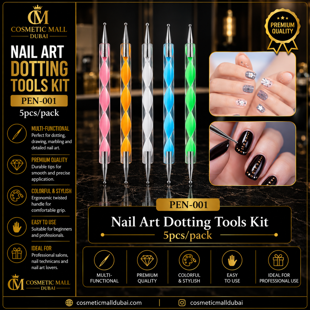 Nail Art Dotting Tools Kit – PEN-001 | 5 Pcs/Pack