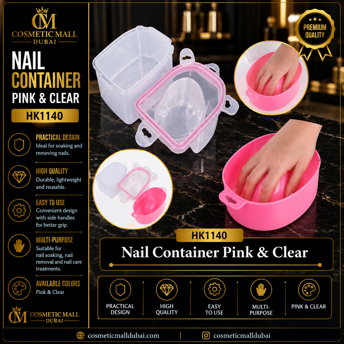 Nail Container Pink & Clear – HK1140