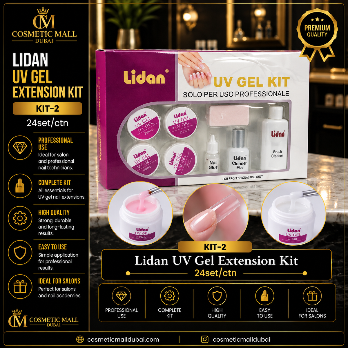 Lidan UV Gel Extension Kit – KIT-2 | 24 Sets/CTN