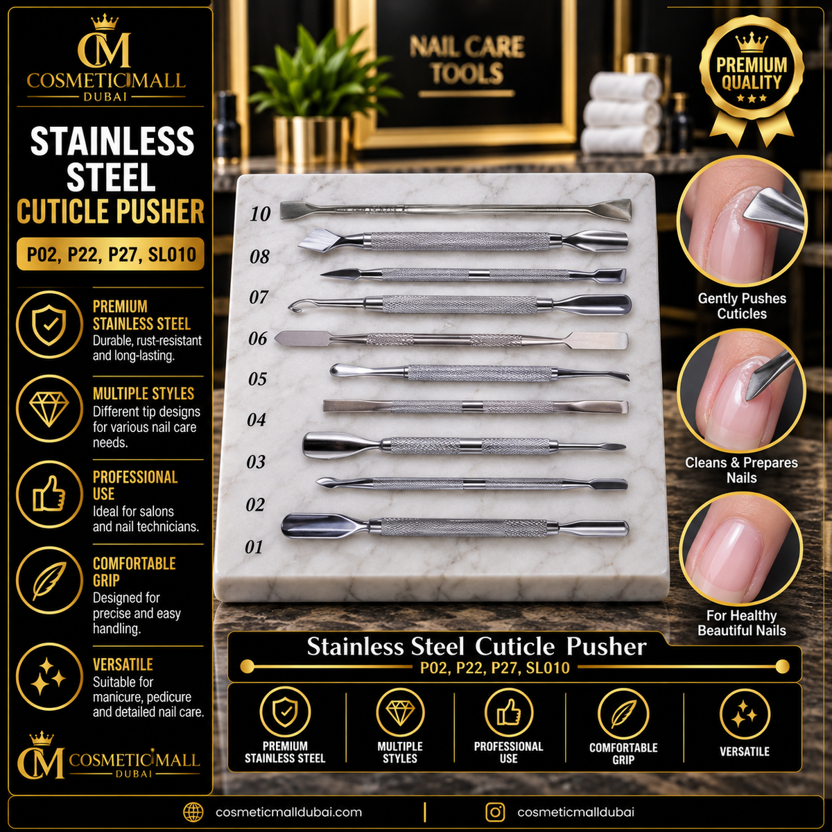 Stainless Steel Cuticle Pusher – P02 / P22 / P27 / SL010