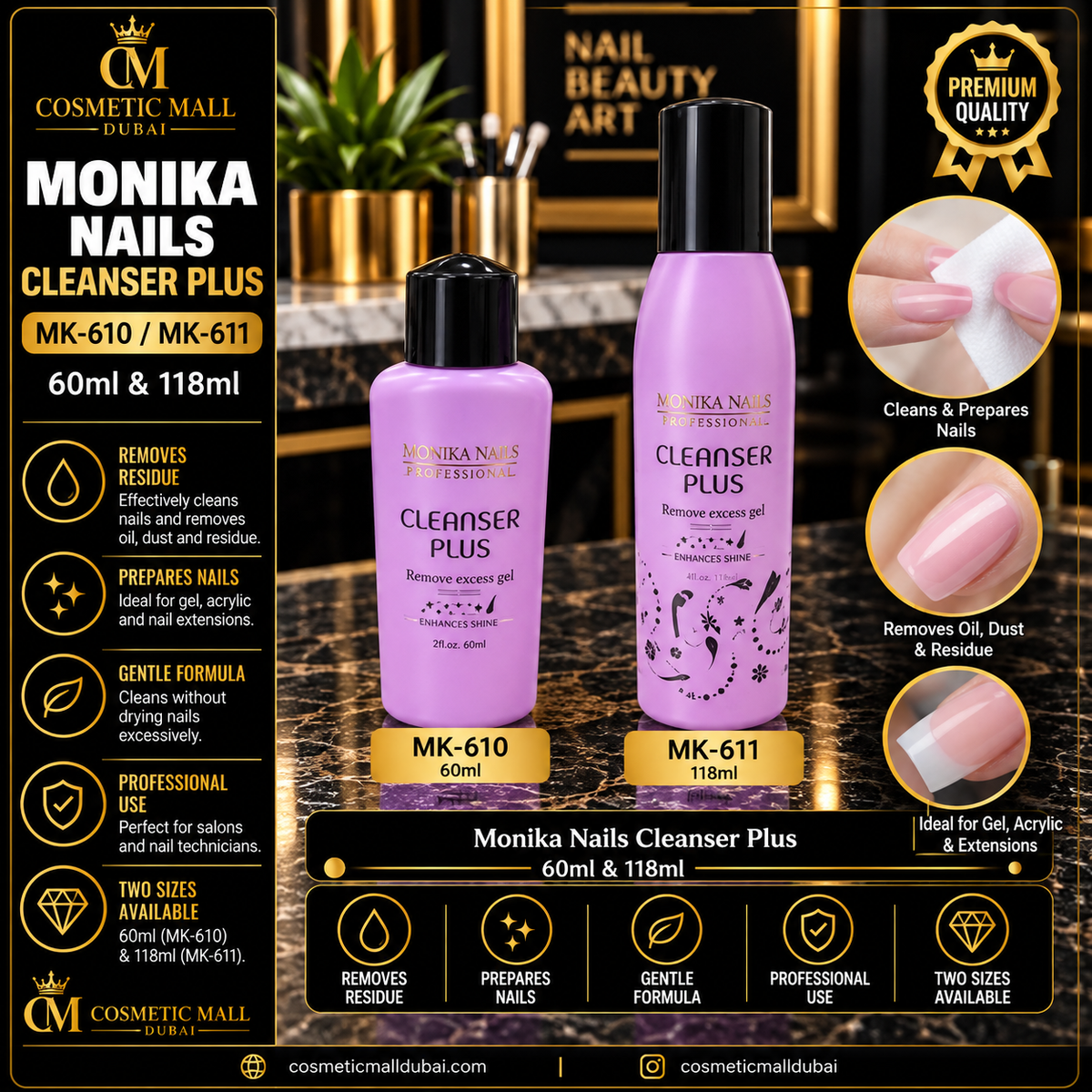 Monika Nails Cleanser Plus – 60ml & 118ml | MK-610 / MK-611