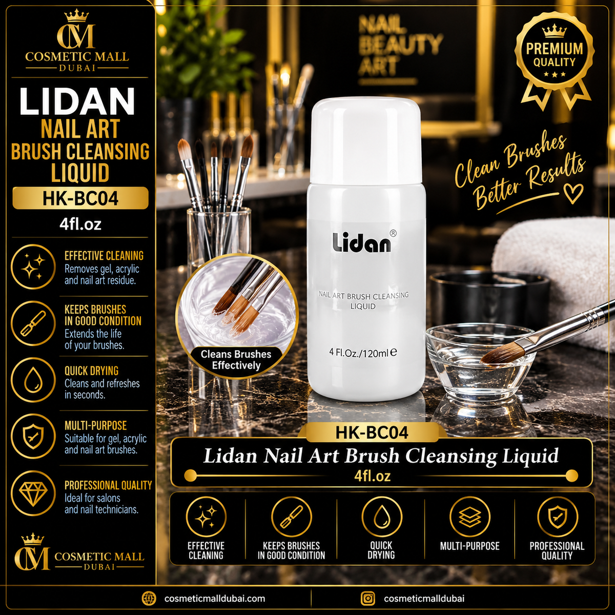 Lidan Nail Art Brush Cleansing Liquid 4 fl.oz – HK-BC04