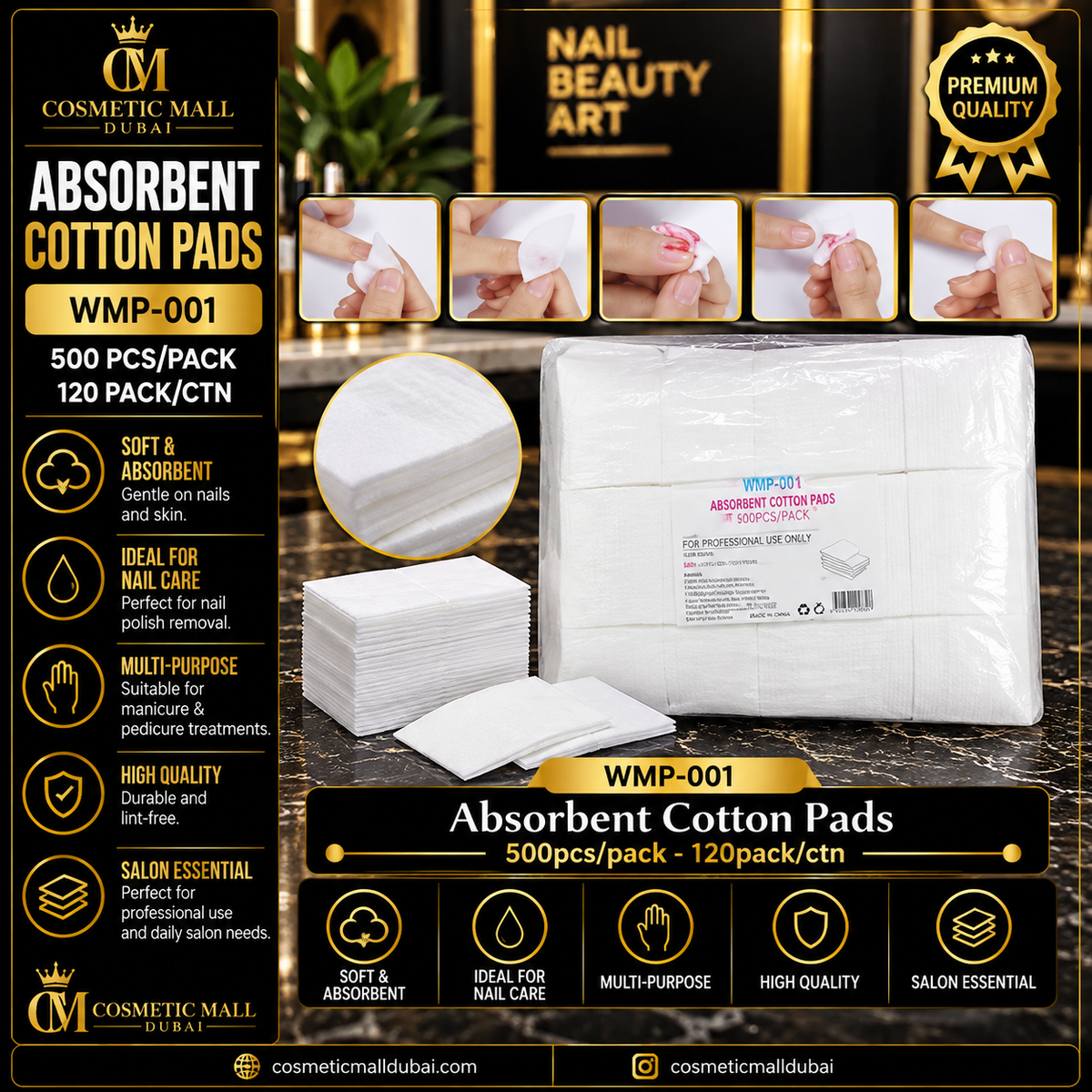 Absorbent Cotton Pads – WMP-001 | 500 Pcs/Pack