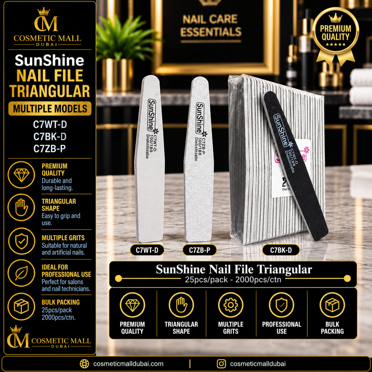 SunShine Nail File Triangular – C7WT-D / C7BK-D / C7ZB-P | 25 Pcs/Pack