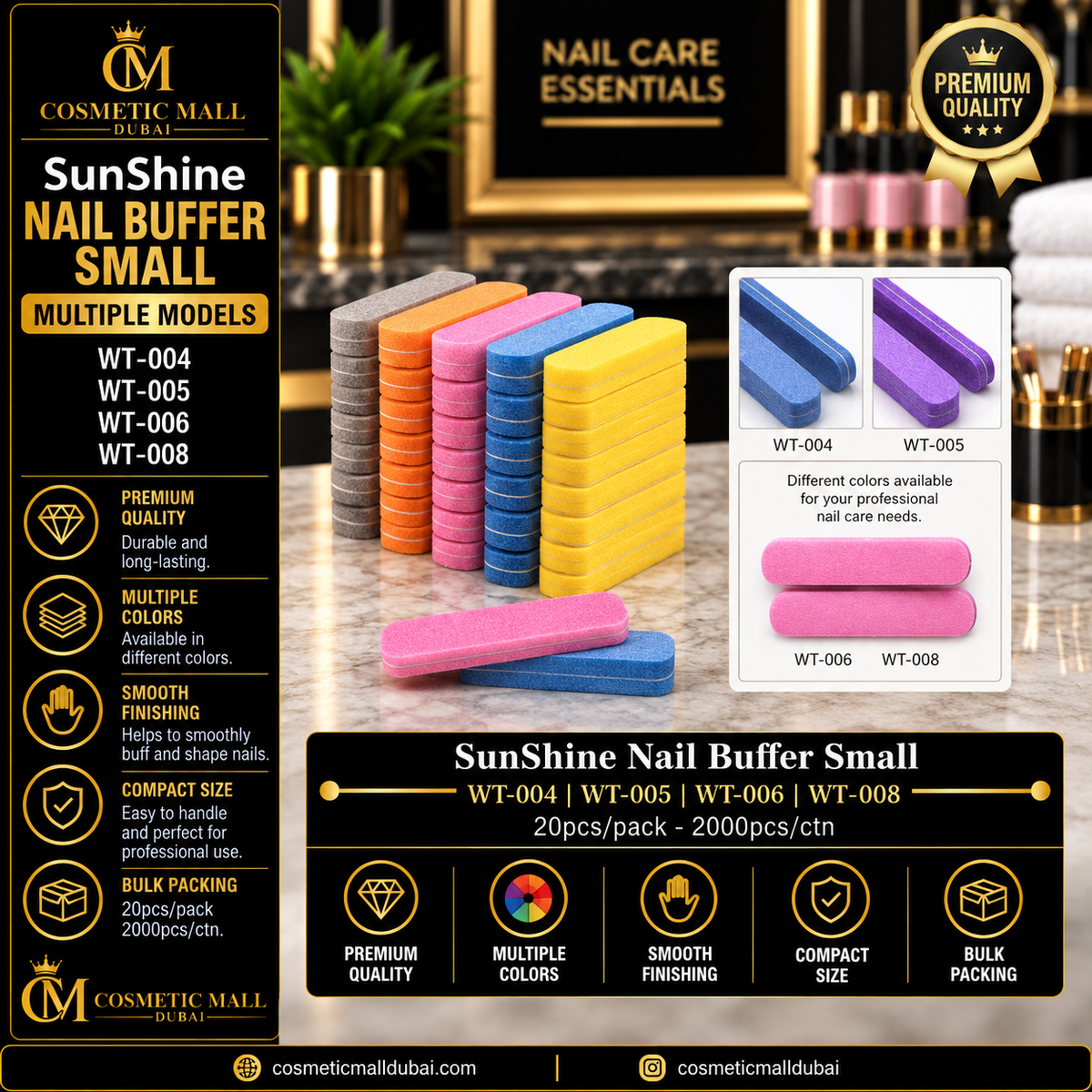SunShine Nail Buffer Small – WT-004 / WT-005 / WT-006 / WT-008 | 20 Pcs/Pack