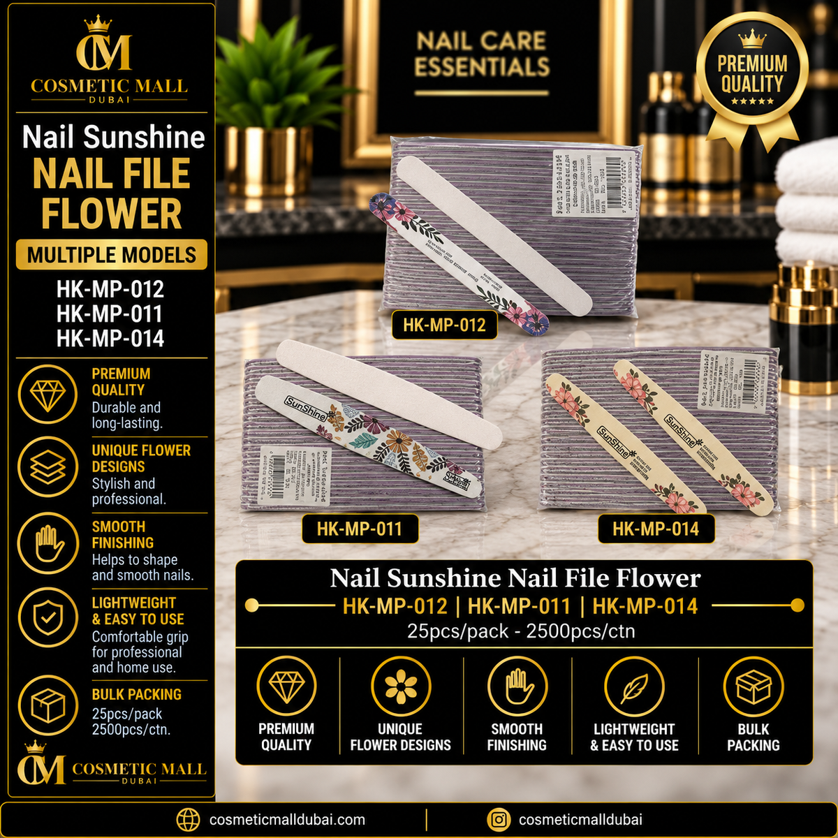 Nail Sunshine Nail File Flower – HK-MP-011 / HK-MP-012 / HK-MP-014 | 25 Pcs/Pack
