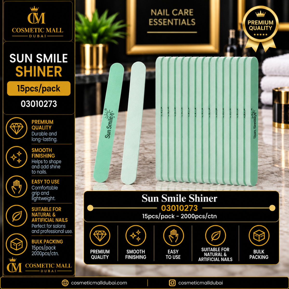 Sun Smile Shiner Nail File – 03010273 | 15 Pcs/Pack