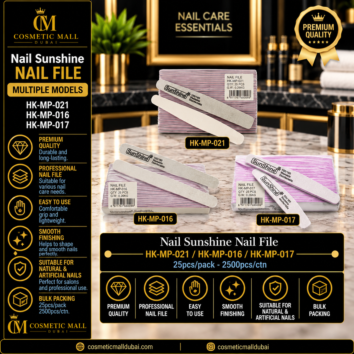 Nail Sunshine Nail File – HK-MP-016 / HK-MP-017 / HK-MP-021 | 25 Pcs/Pack