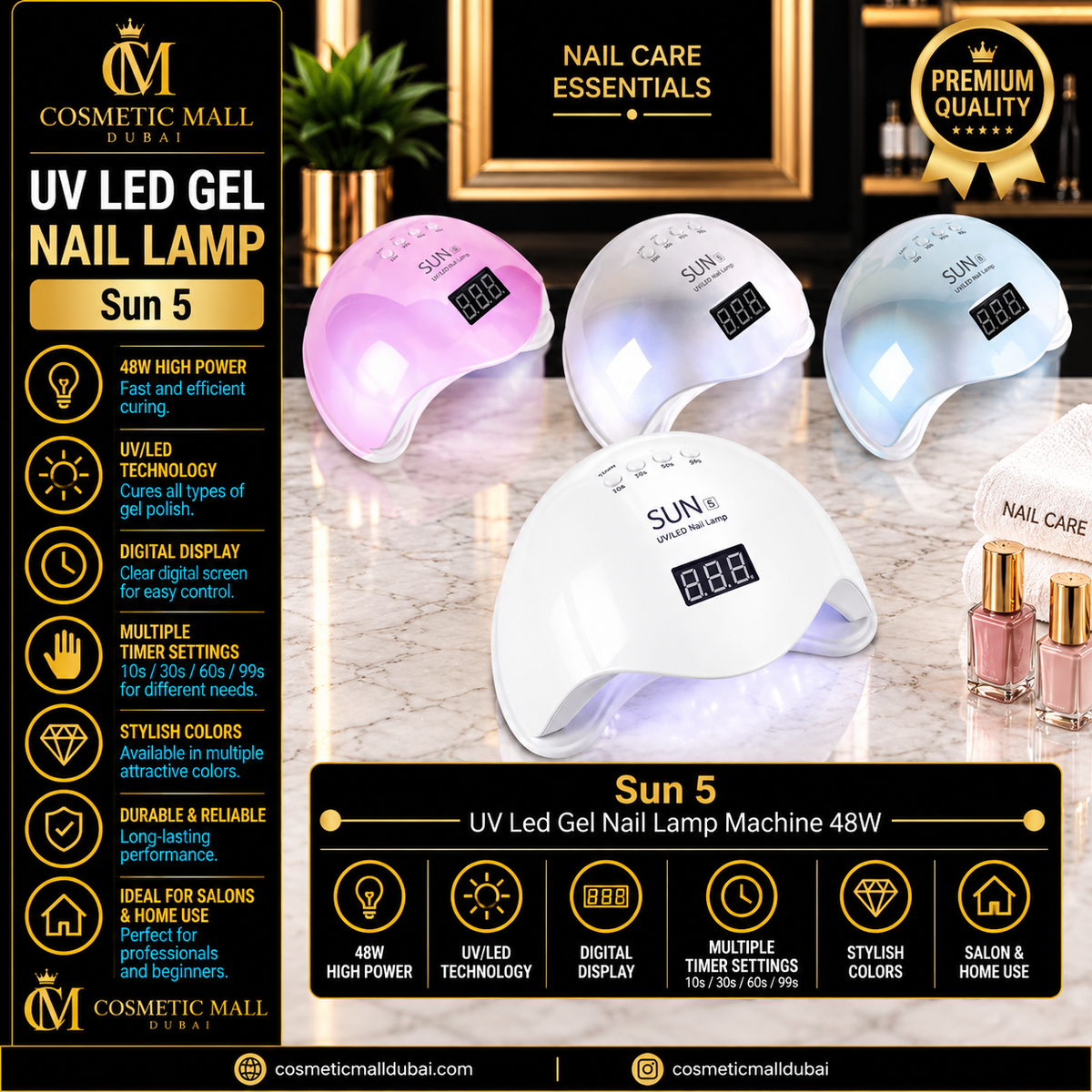 Sun 5 UV LED Gel Nail Lamp Machine 48W