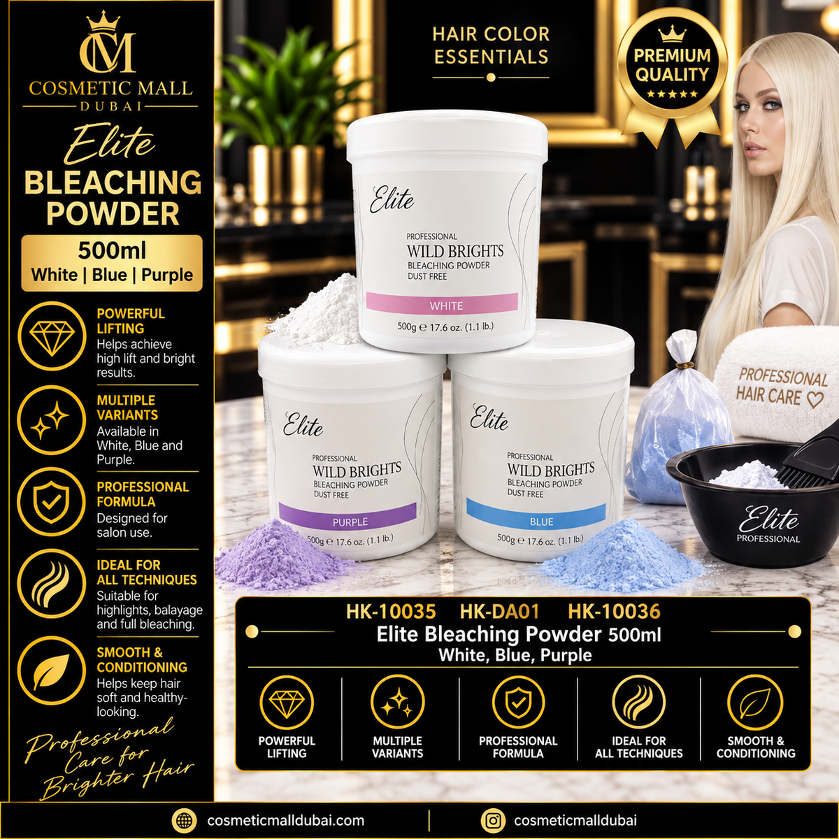 Elite Wild Brights Bleaching Powder 500g – White / Blue / Purple