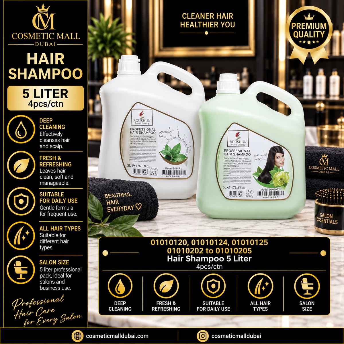 Professional Hair Shampoo 5 Liter – 4 Pcs/Ctn | 01010120–01010205
