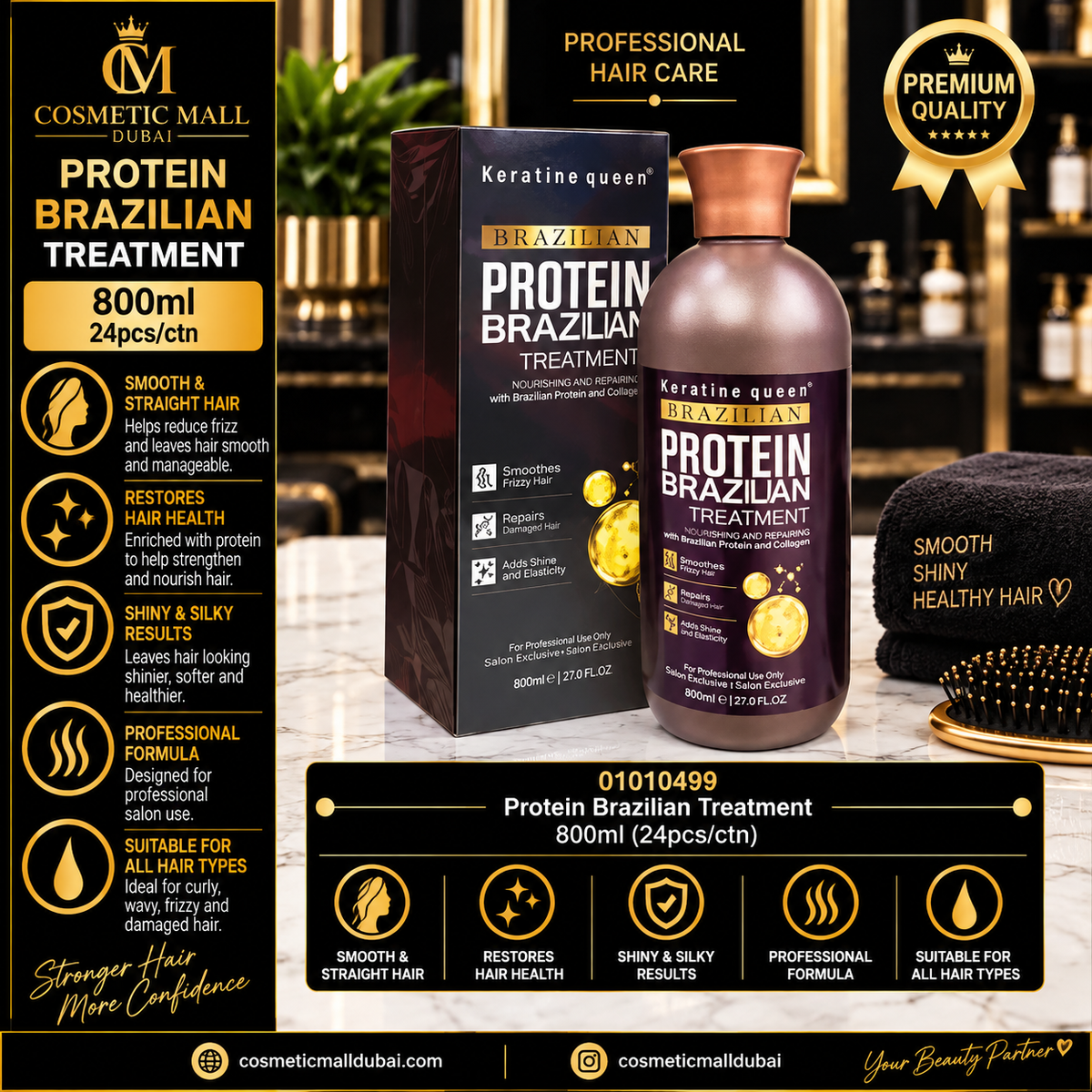 Keratine Queen Protein Brazilian Treatment 800ml – 24 Pcs/Ctn | 01010499