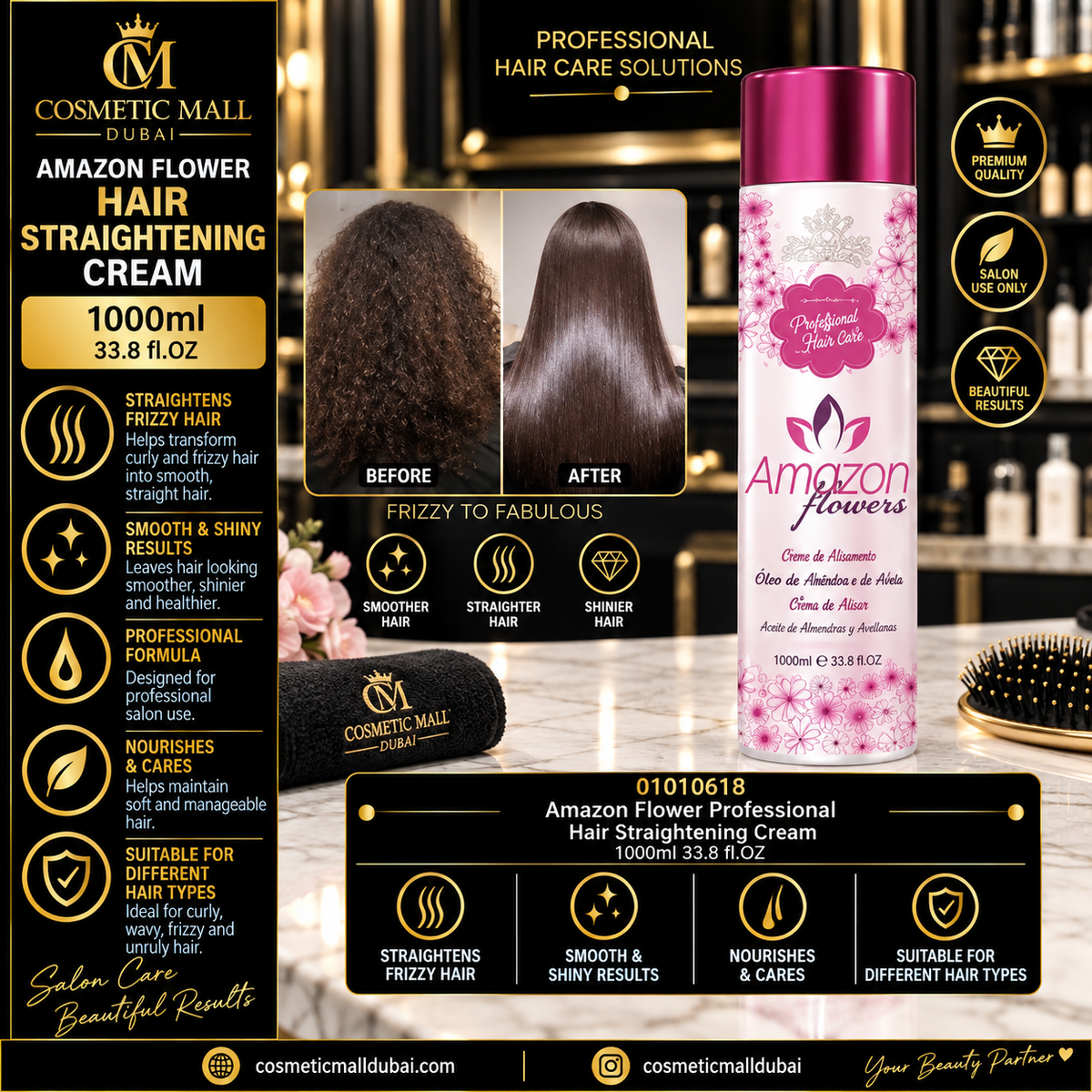 Amazon Flower Professional Hair Straightening Cream 1000ml – 01010618