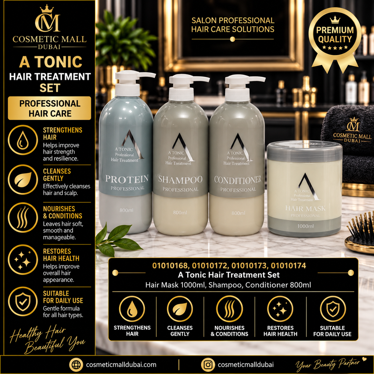 A Tonic Professional Hair Treatment Set – Hair Mask 1000ml + Shampoo & Conditioner 800ml