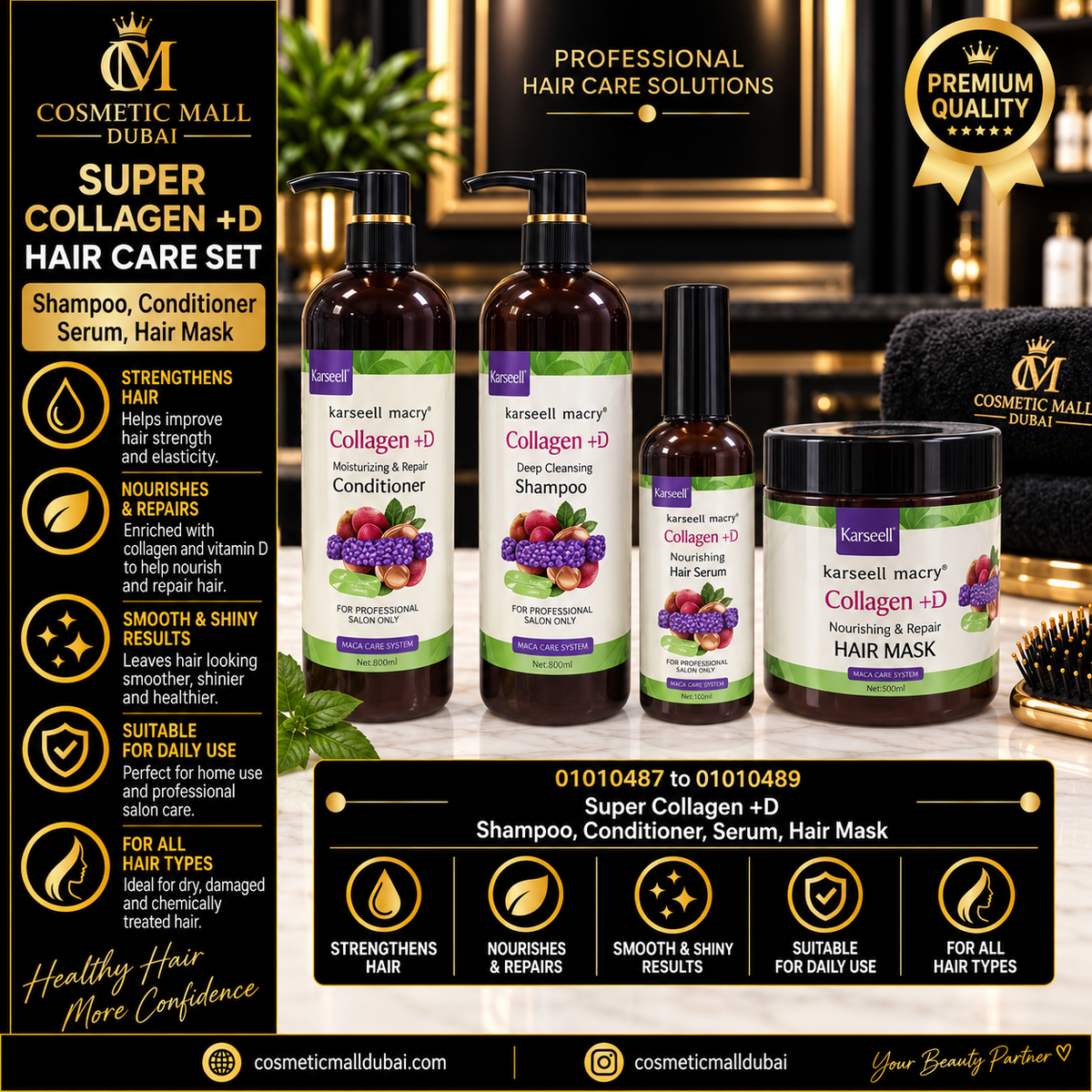 Karseell Macry Super Collagen +D Hair Care Set – Shampoo, Conditioner, Serum & Hair Mask