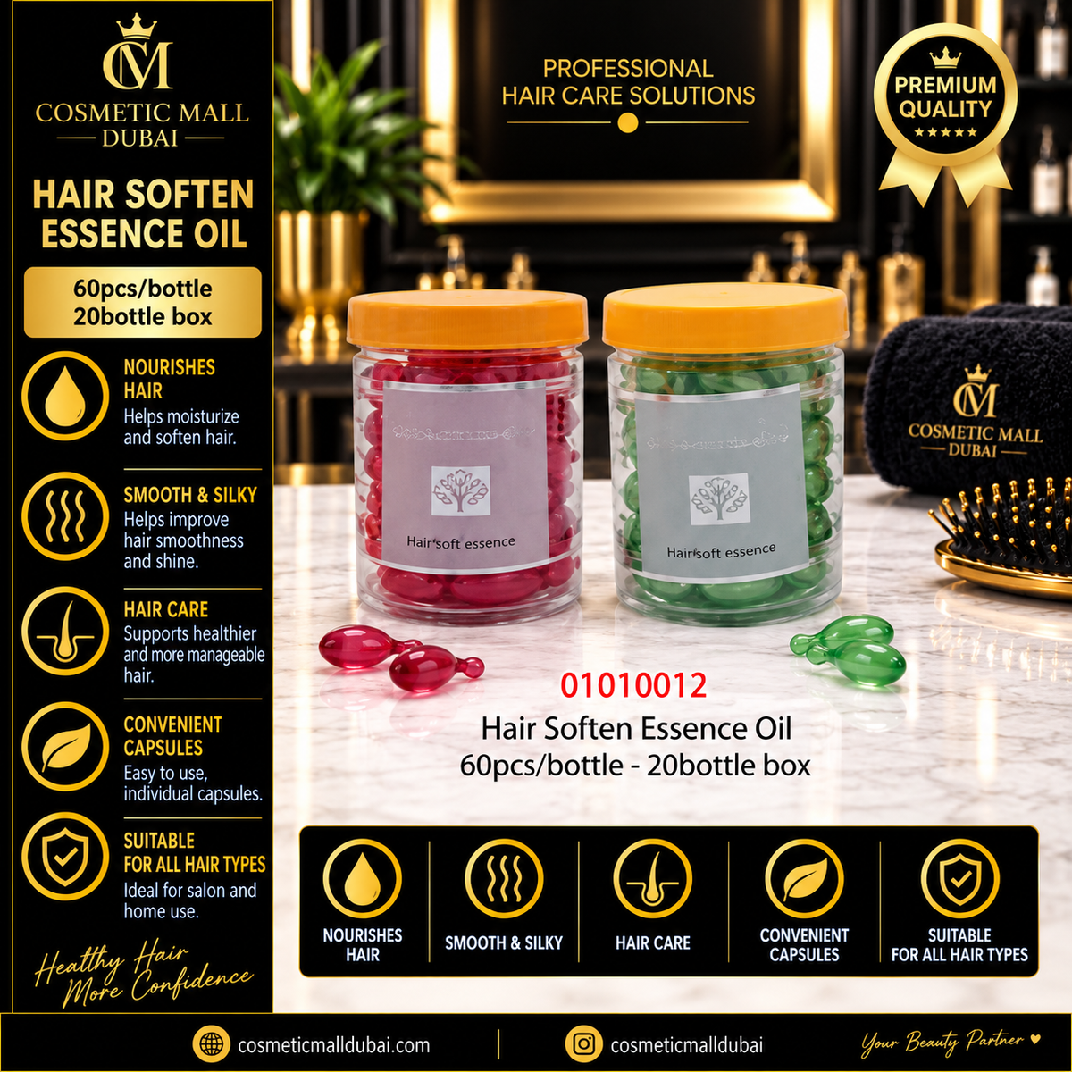 Hair Soften Essence Oil – 60 Pcs/Bottle | 20 Bottles/Box | 01010012