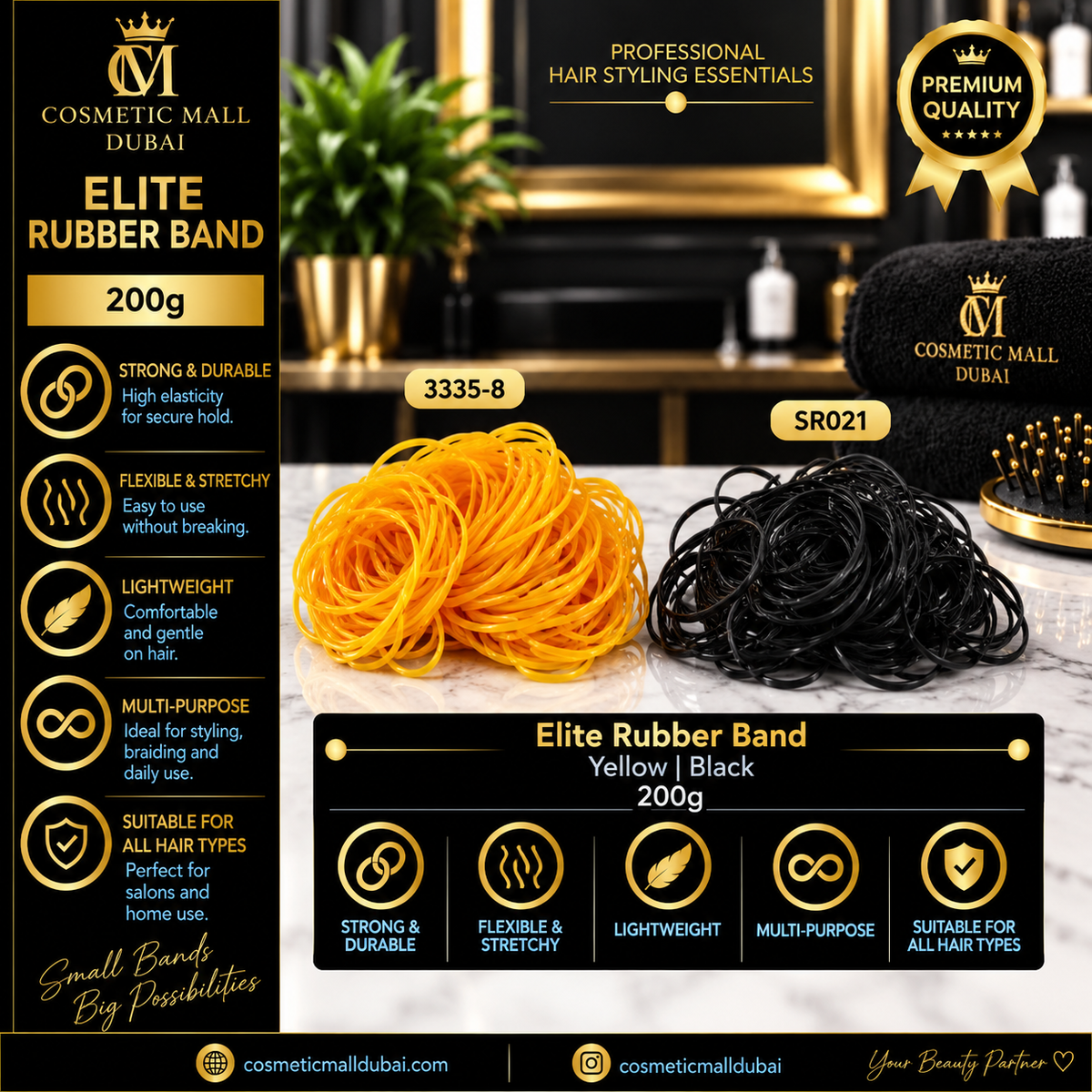 Elite Rubber Band Yellow & Black 200g – 3335-8 / SR021