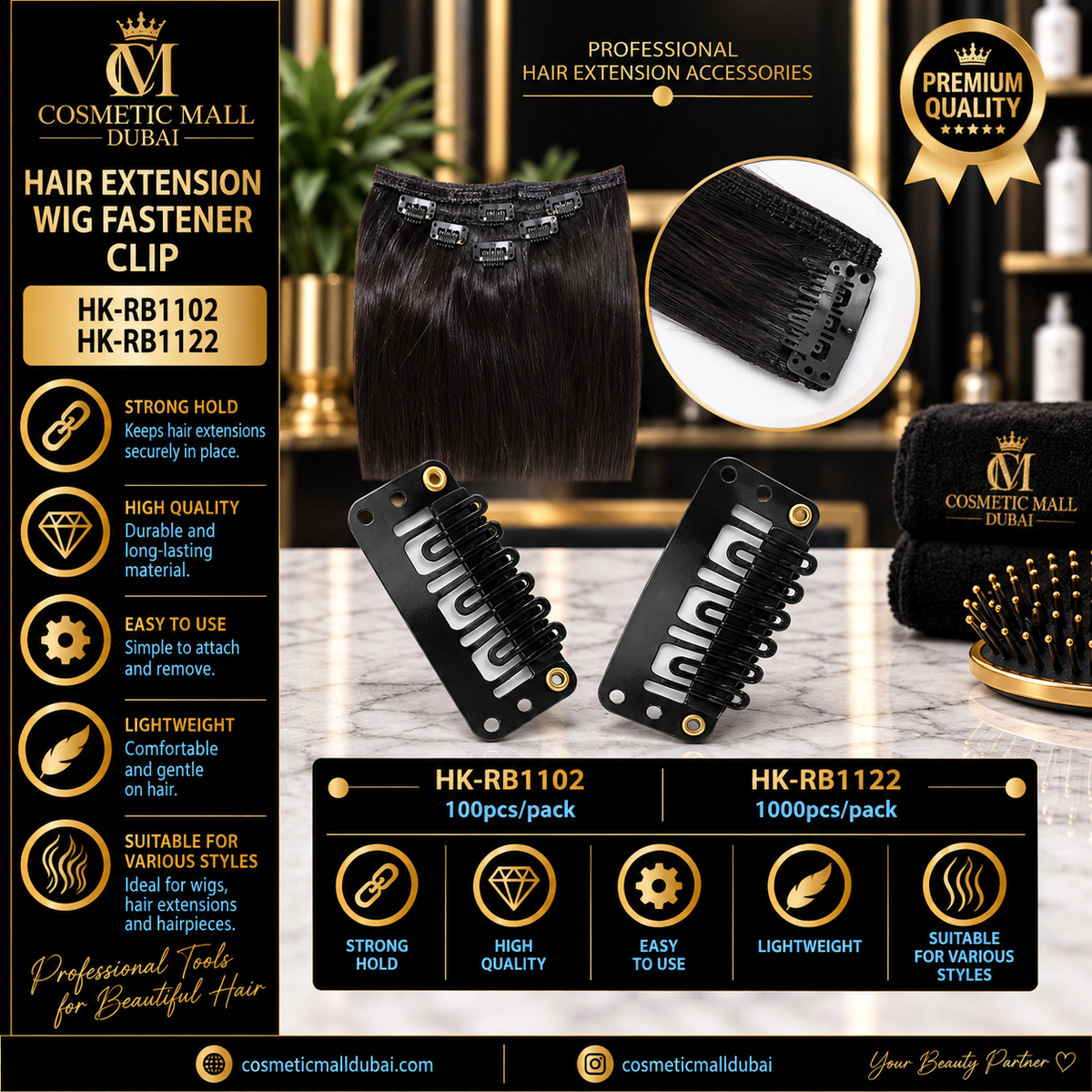 Hair Extension Wig Fastener Clip – HK-RB1102 / HK-RB1122 | 100 Pcs/Pack / 1000 Pcs/Pack