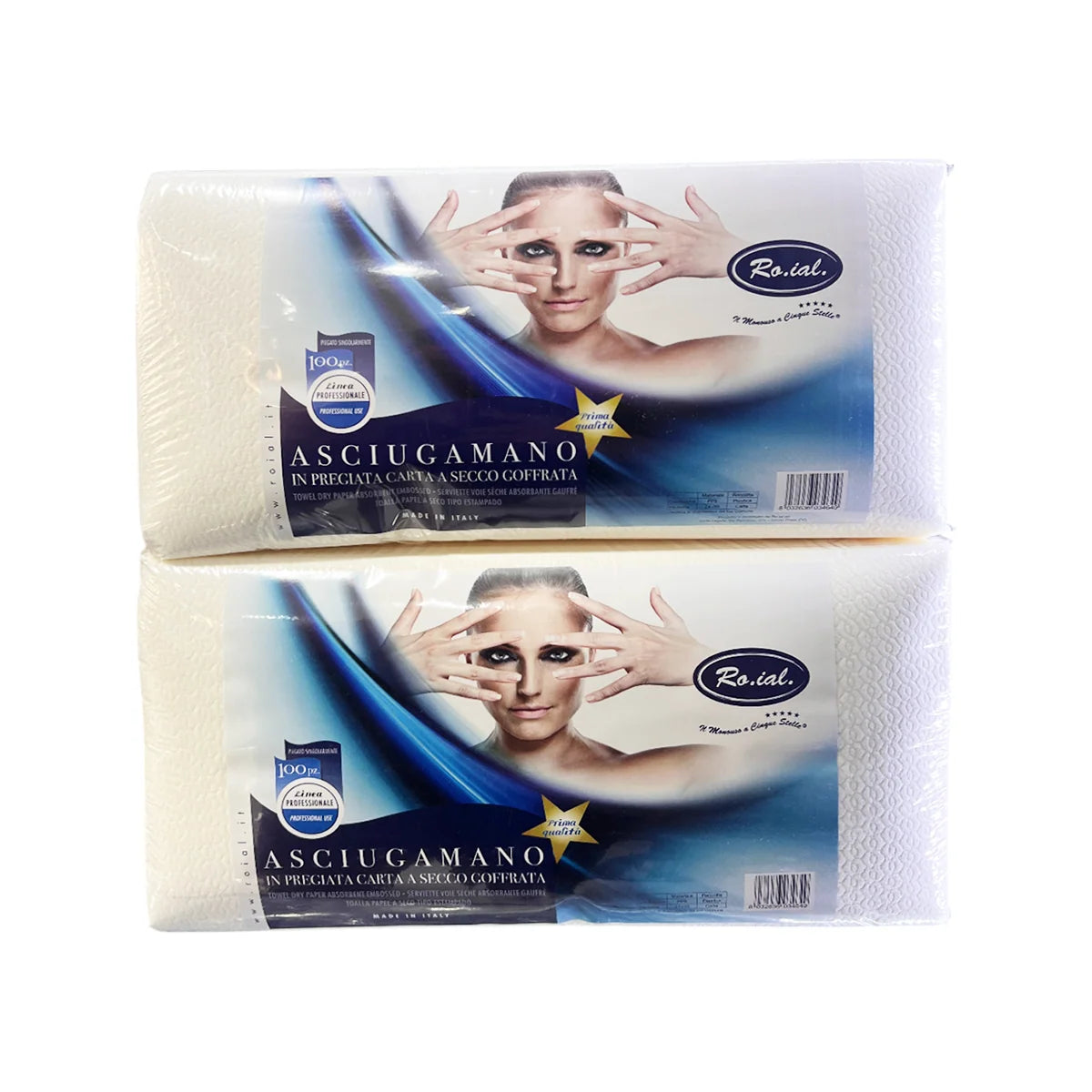 Roial Disposable Face Towels 100 Pcs - 35x67 cm, Professional Salon & Spa Dry Paper Towels, Lint-Free, Hygienic, Single Use