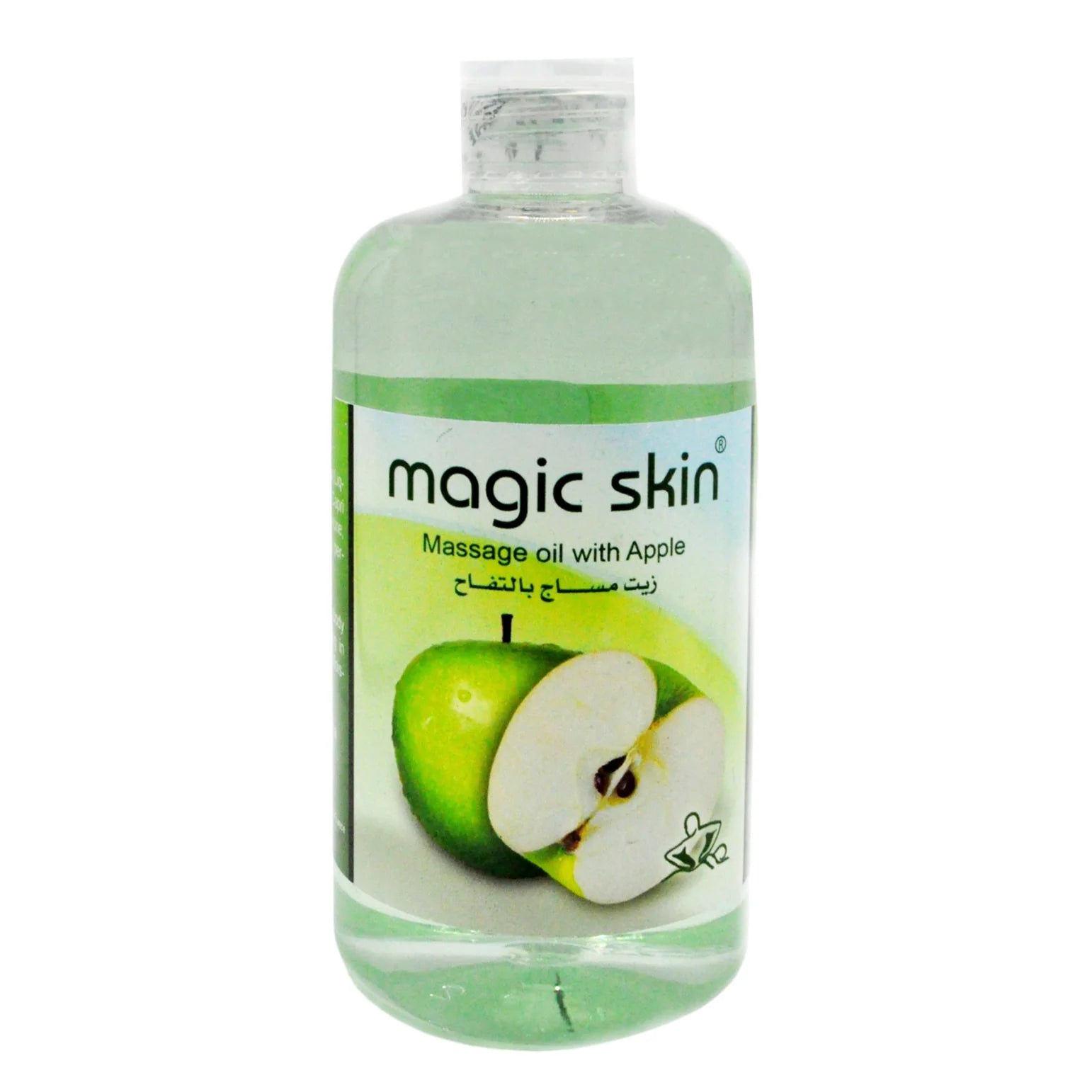 Massage Oil 500ml with Apple by Magic Skin - Relaxing, Moisturizing Body Oil for Tension Relief & Skin Care - Fruity Scented, Ideal for All Skin Types