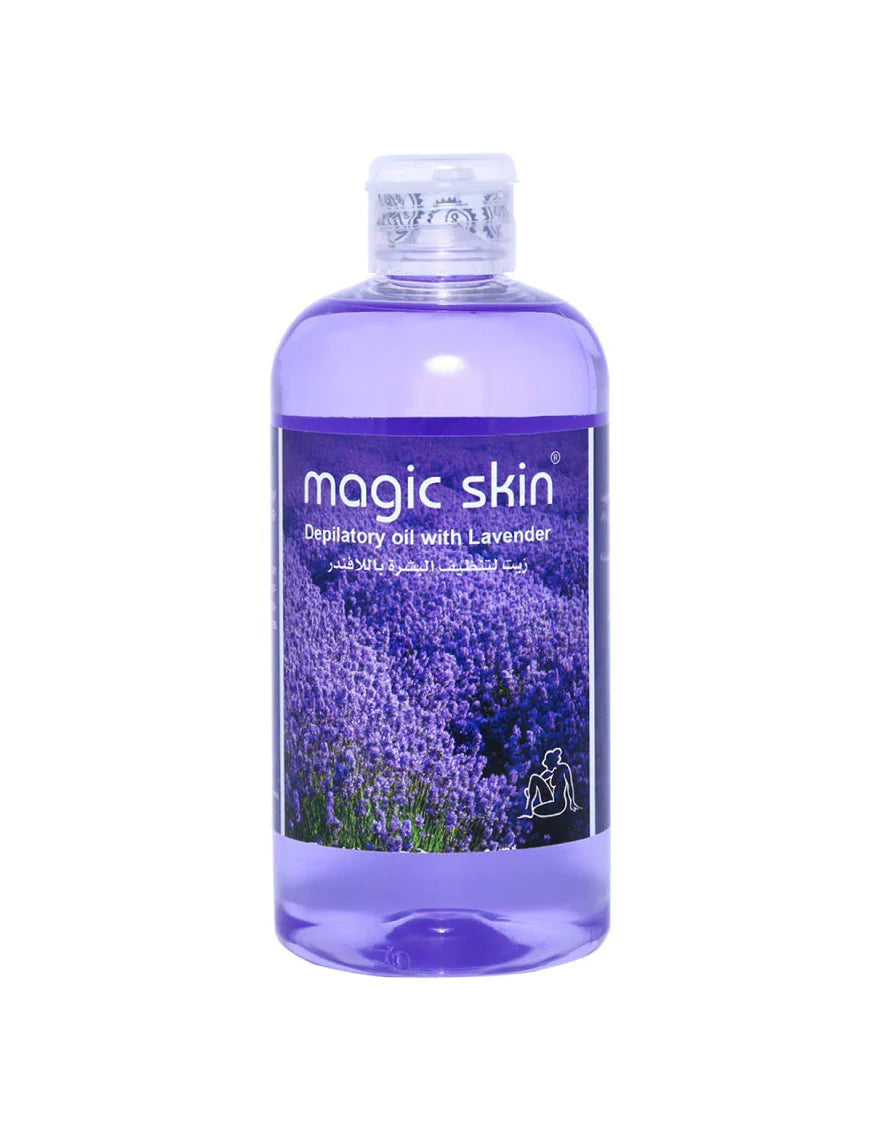 Magic Skin Depilatory Oil 500ml - Lavender Scented Post Wax Oil for Wax Residue Removal & Skin Soothing