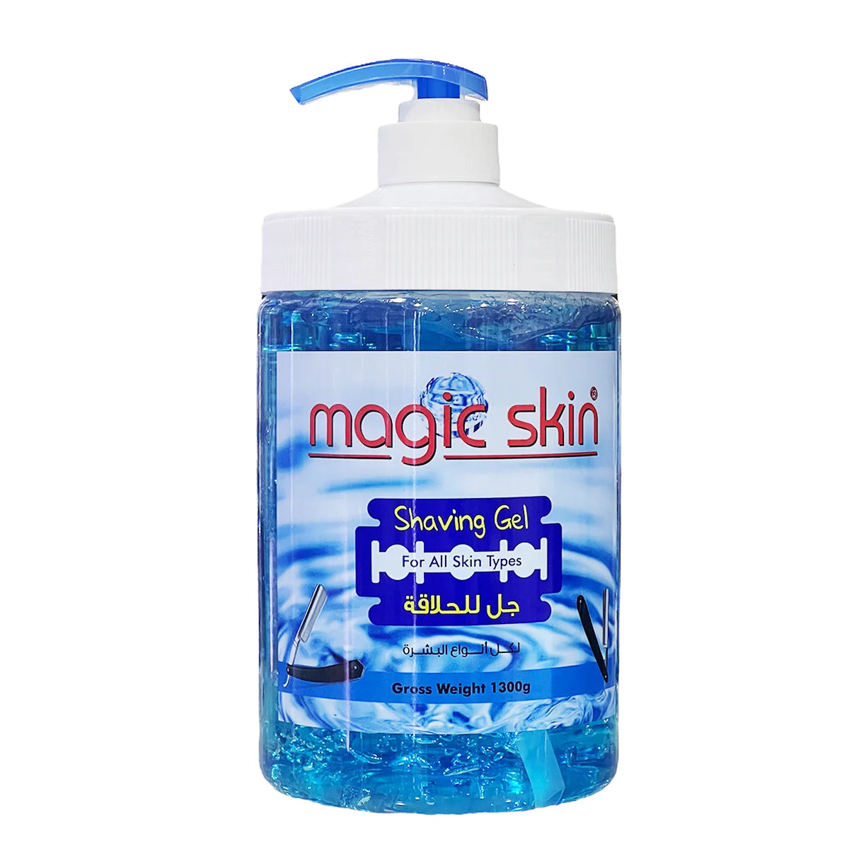 Magic Skin Shaving Gel 1300ml Pump - Non-Foaming, Nourishing Shave Gel for Men, Normal & Sensitive Skin With Glycerin & Menthol
