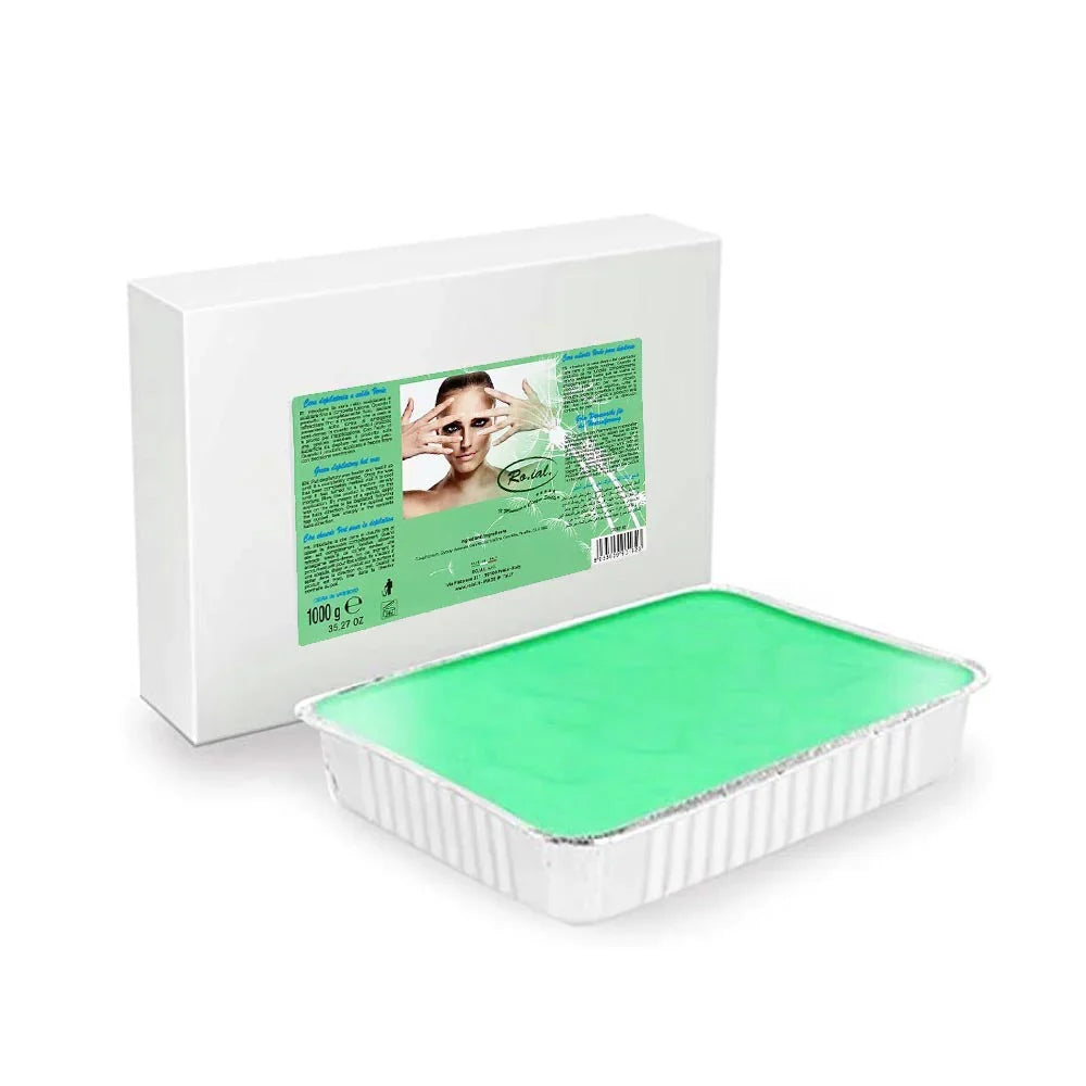 Roial Hot Classic Face Wax Tray 1000ml - Green, Gentle Stripless Wax for Sensitive Skin