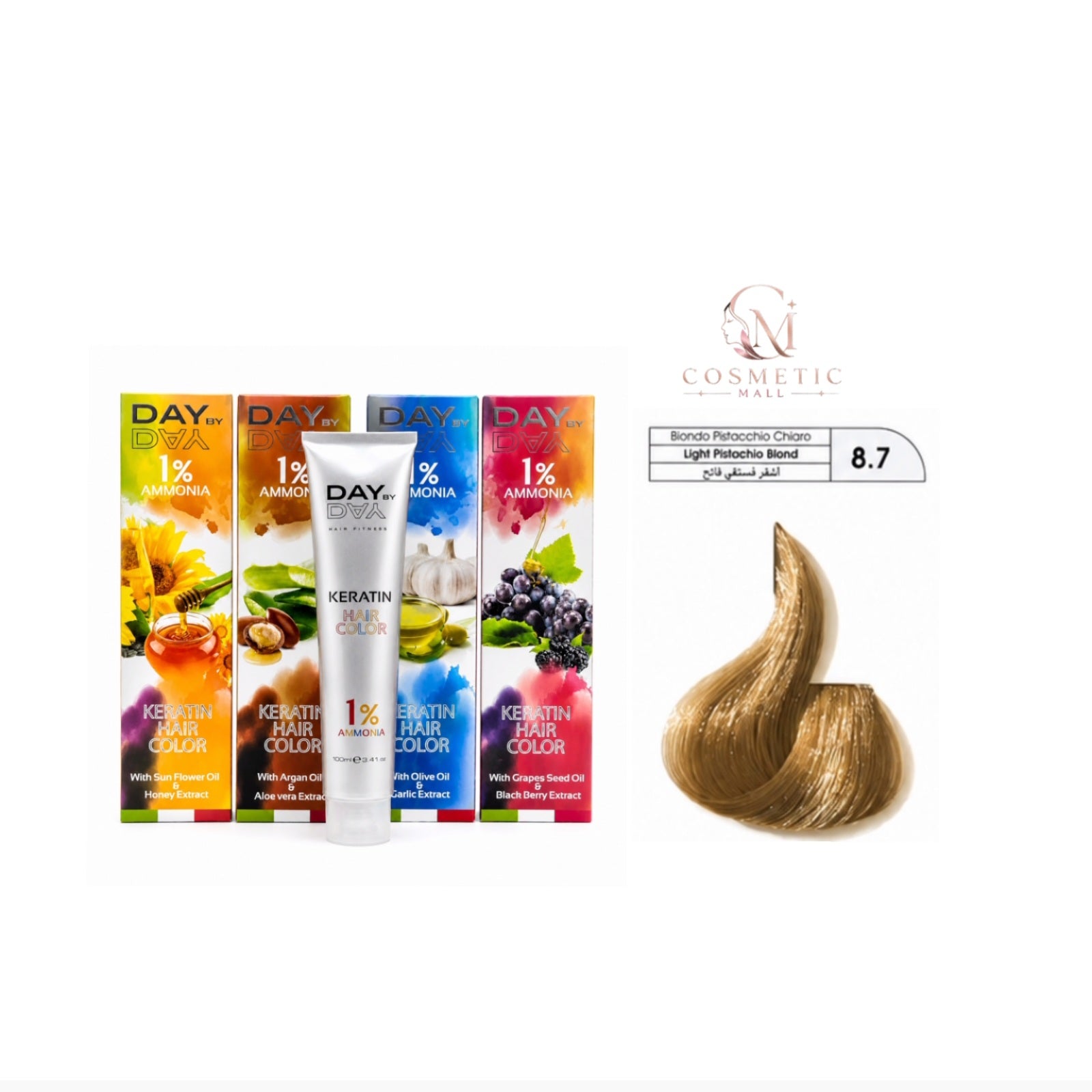 DAY BY DAY 1% AMMONIA  KERATIN HAIR COLOR -NO:8.7