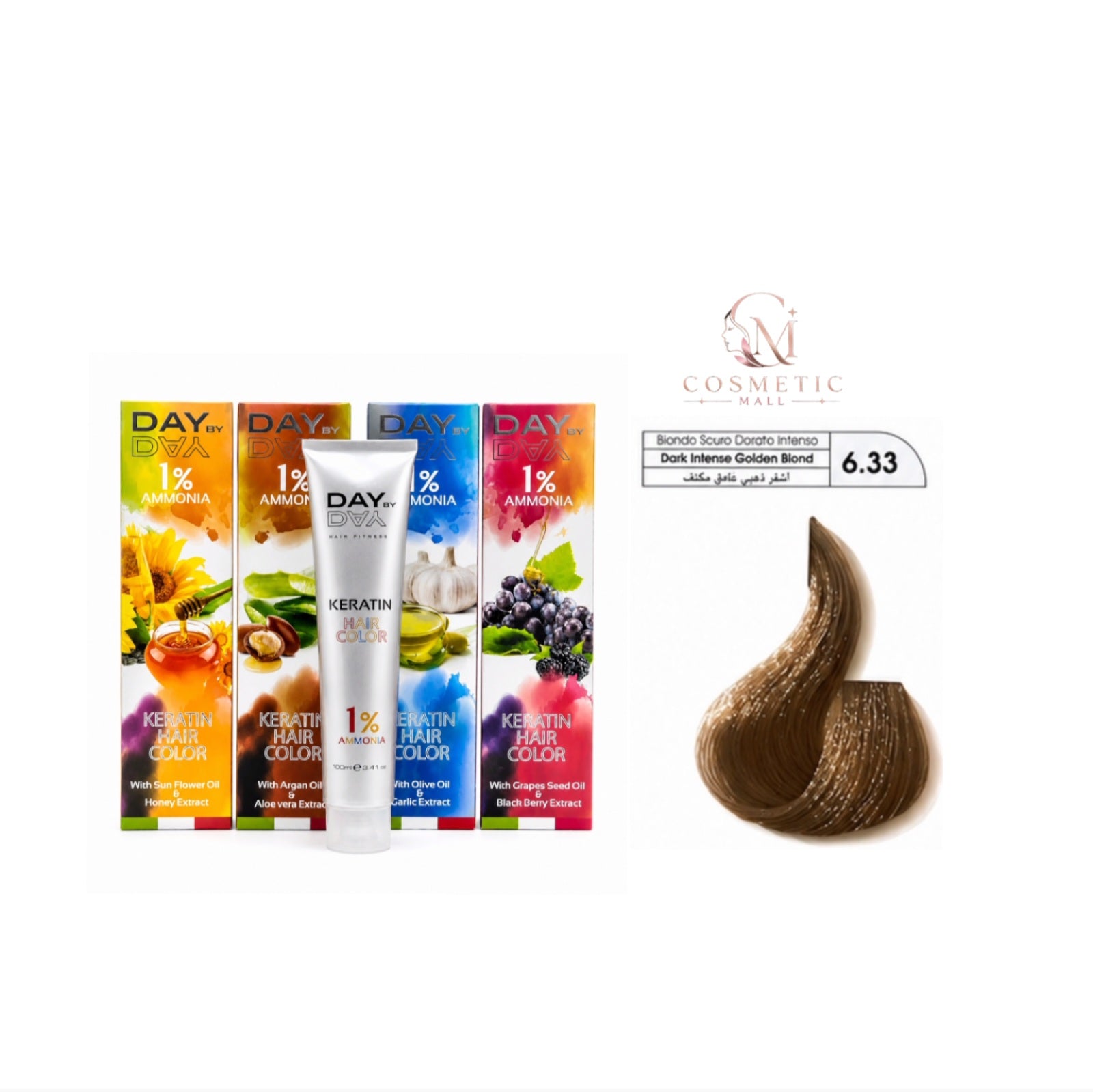 DAY BY DAY 1% AMMONIA  KERATIN HAIR COLOR -NO:6.33- (100ml)