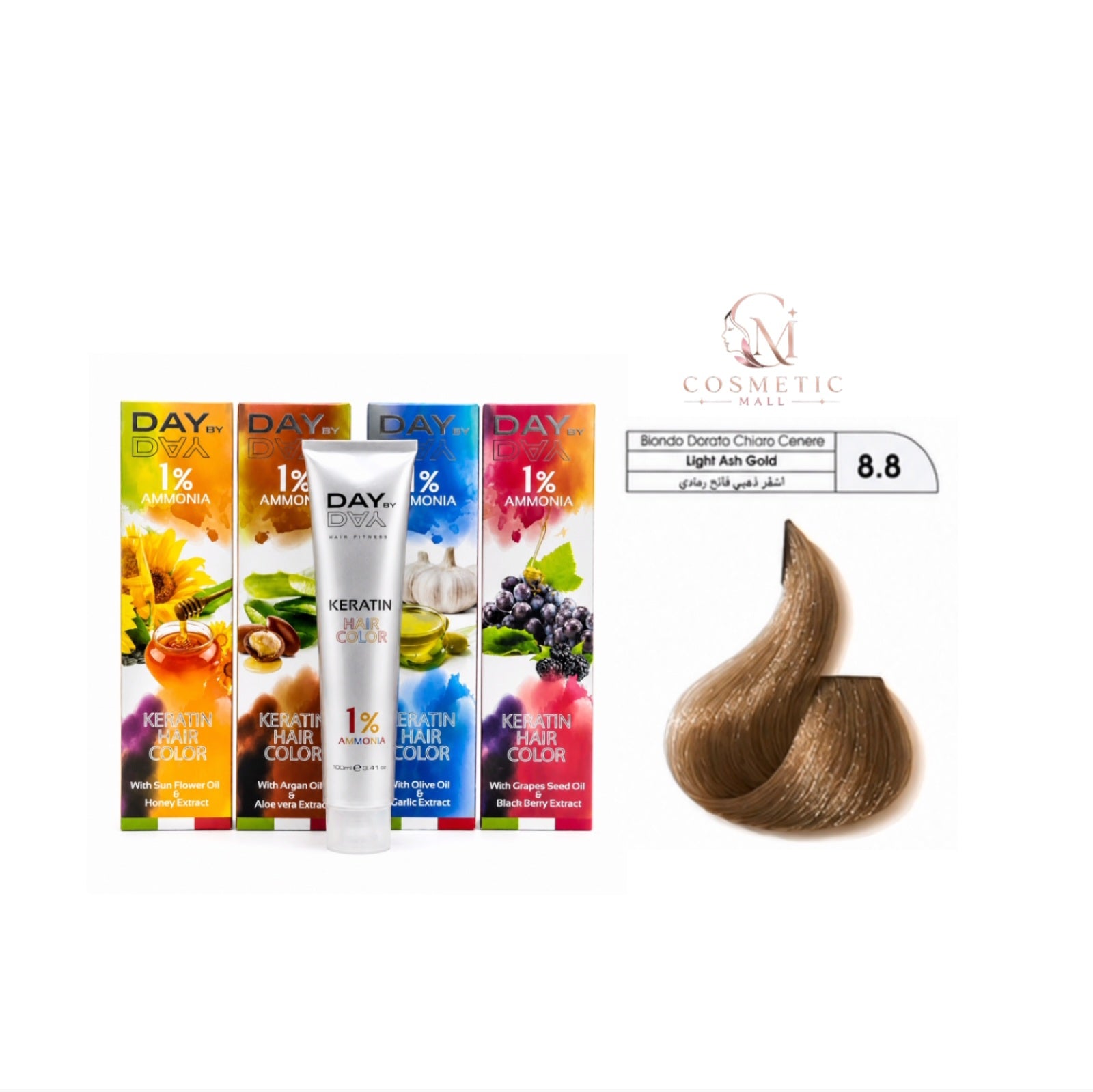 DAY BY DAY 1% AMMONIA  KERATIN HAIR COLOR -NO:8.8- (100ml)