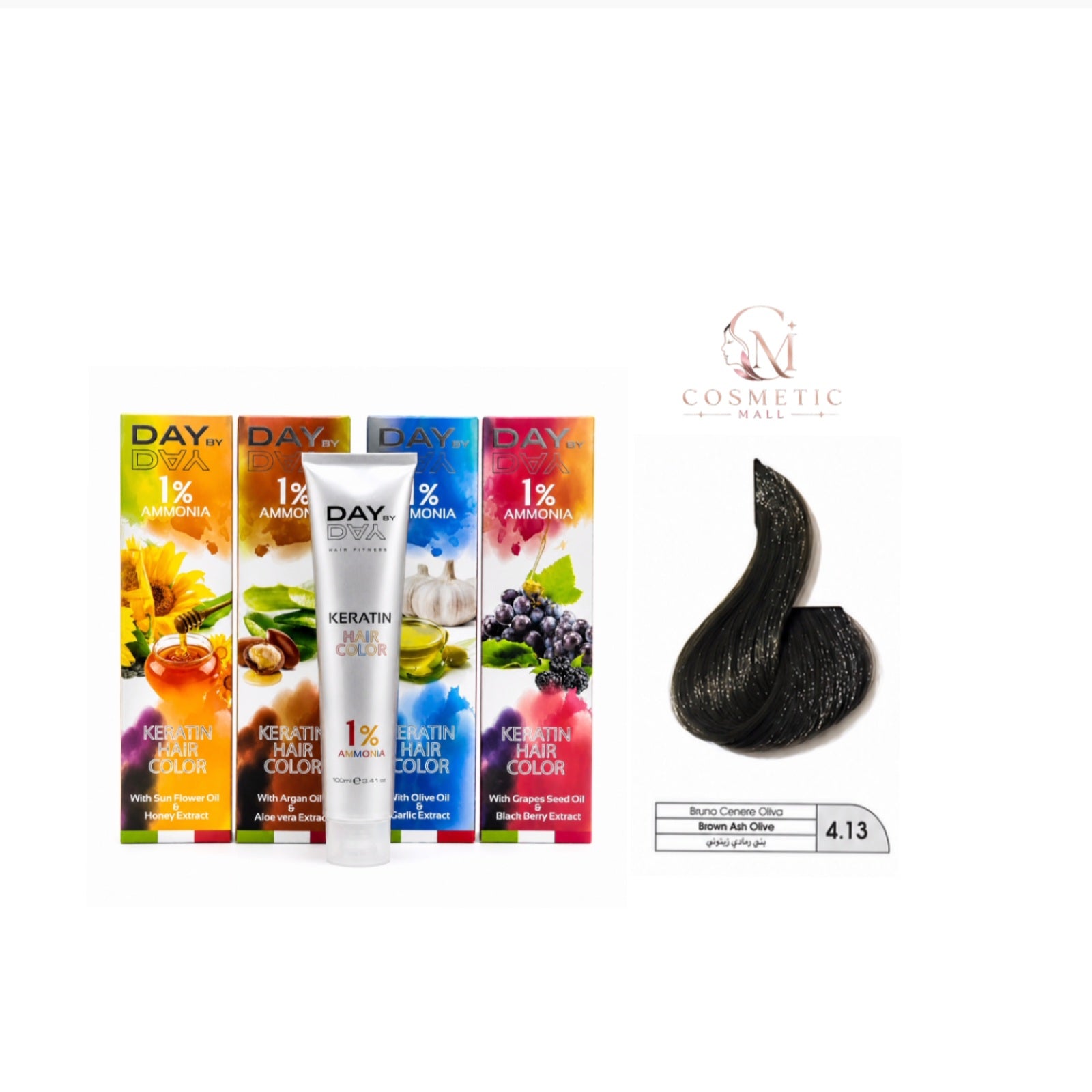 DAY BY DAY 1% AMMONIA  KERATIN HAIR COLOR -NO:4.13- (100ml)