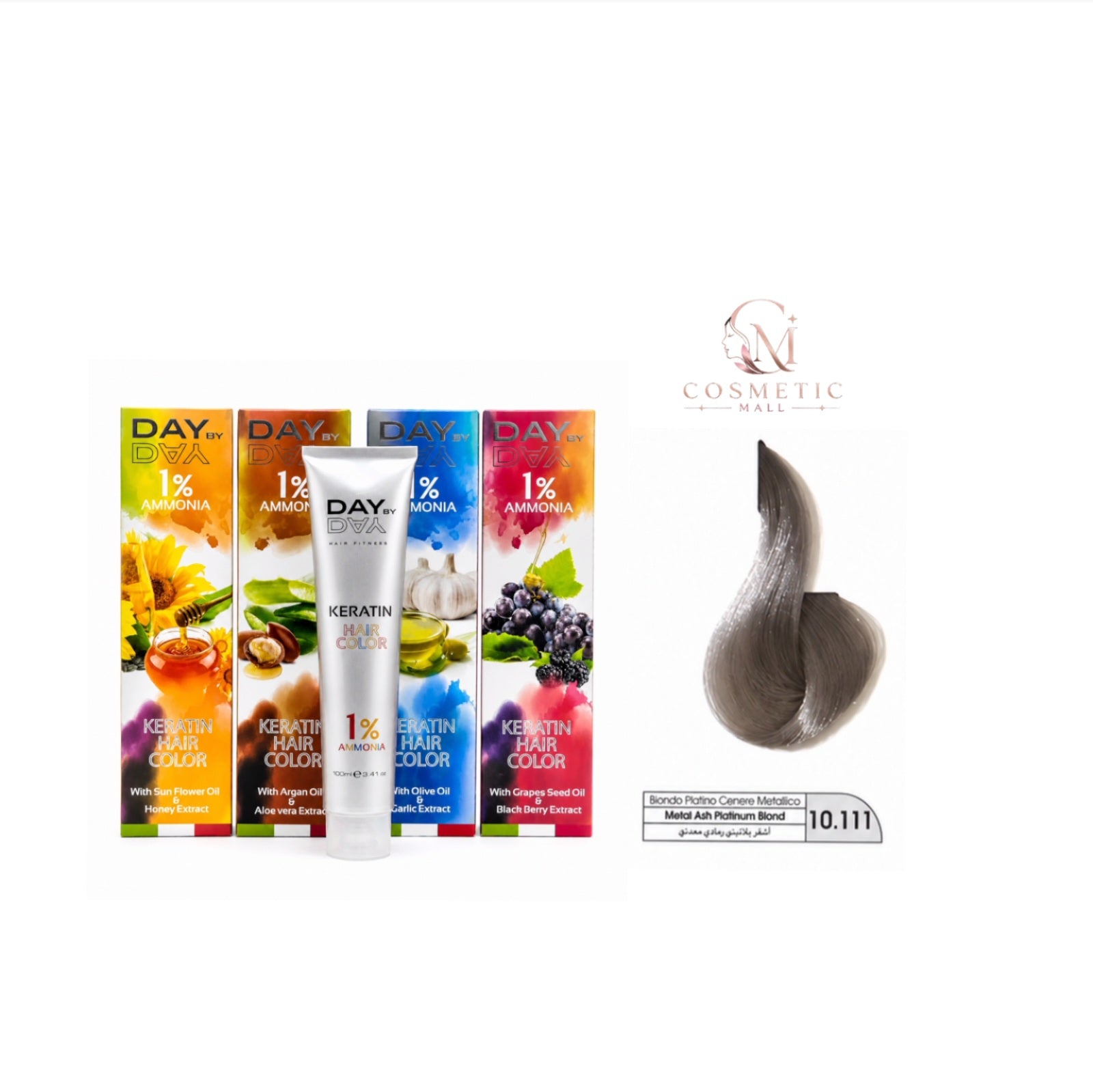 DAY BY DAY 1% AMMONIA  KERATIN HAIR COLOR -NO:10.111- (100ml)