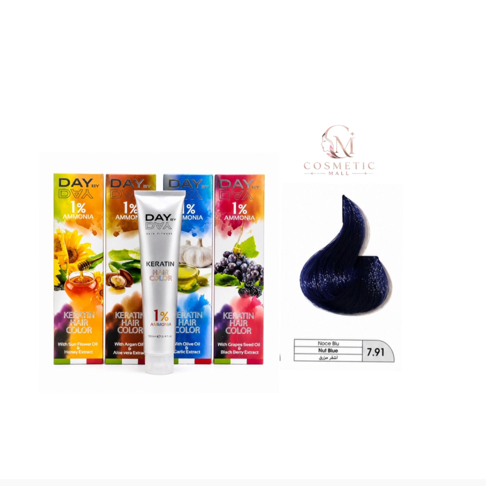 DAY BY DAY 1% AMMONIA  KERATIN HAIR COLOR -NO: 7.91- (100ml)