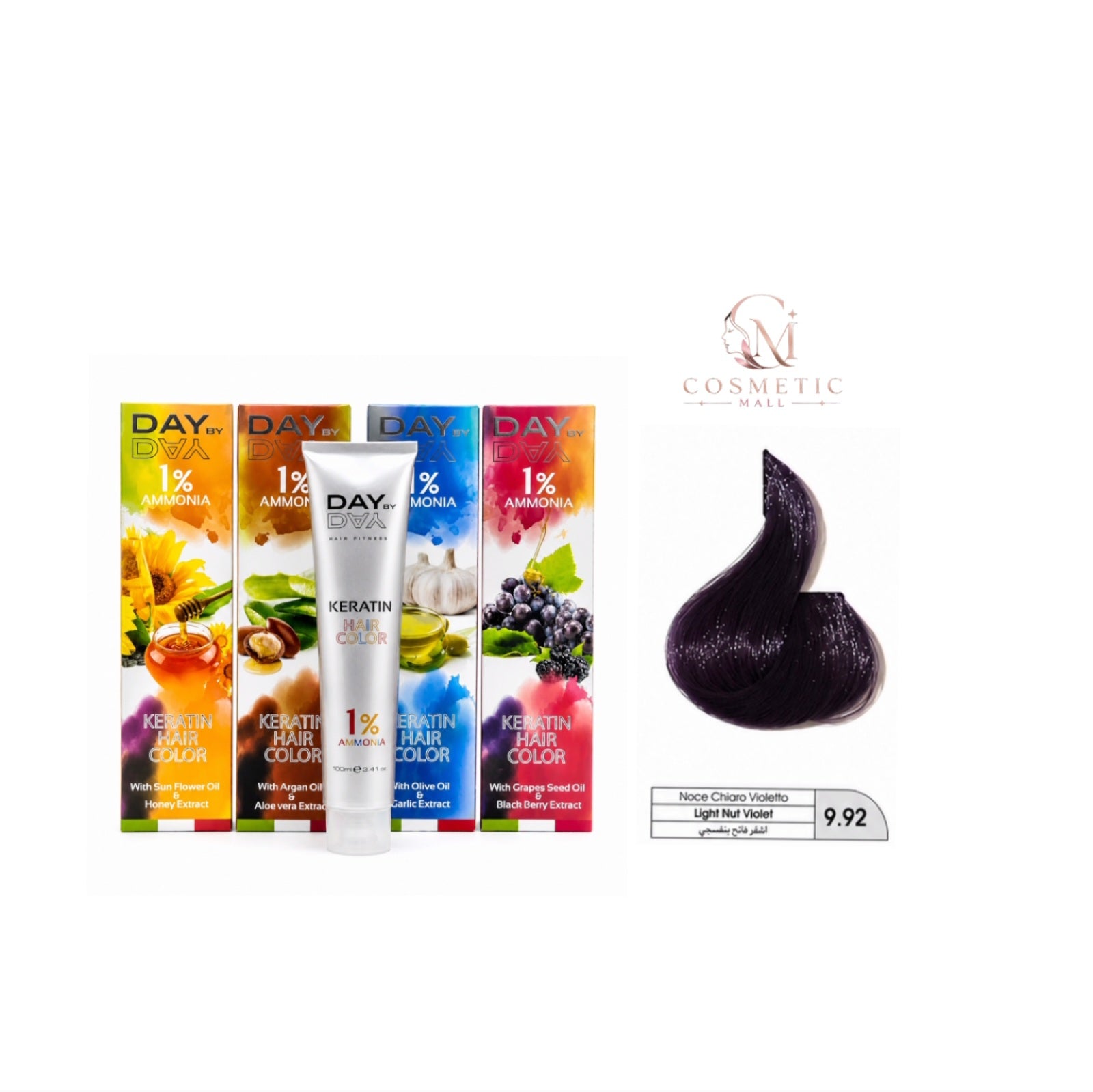 DAY BY DAY 1% AMMONIA  KERATIN HAIR COLOR -NO: 9.92- (100ml)