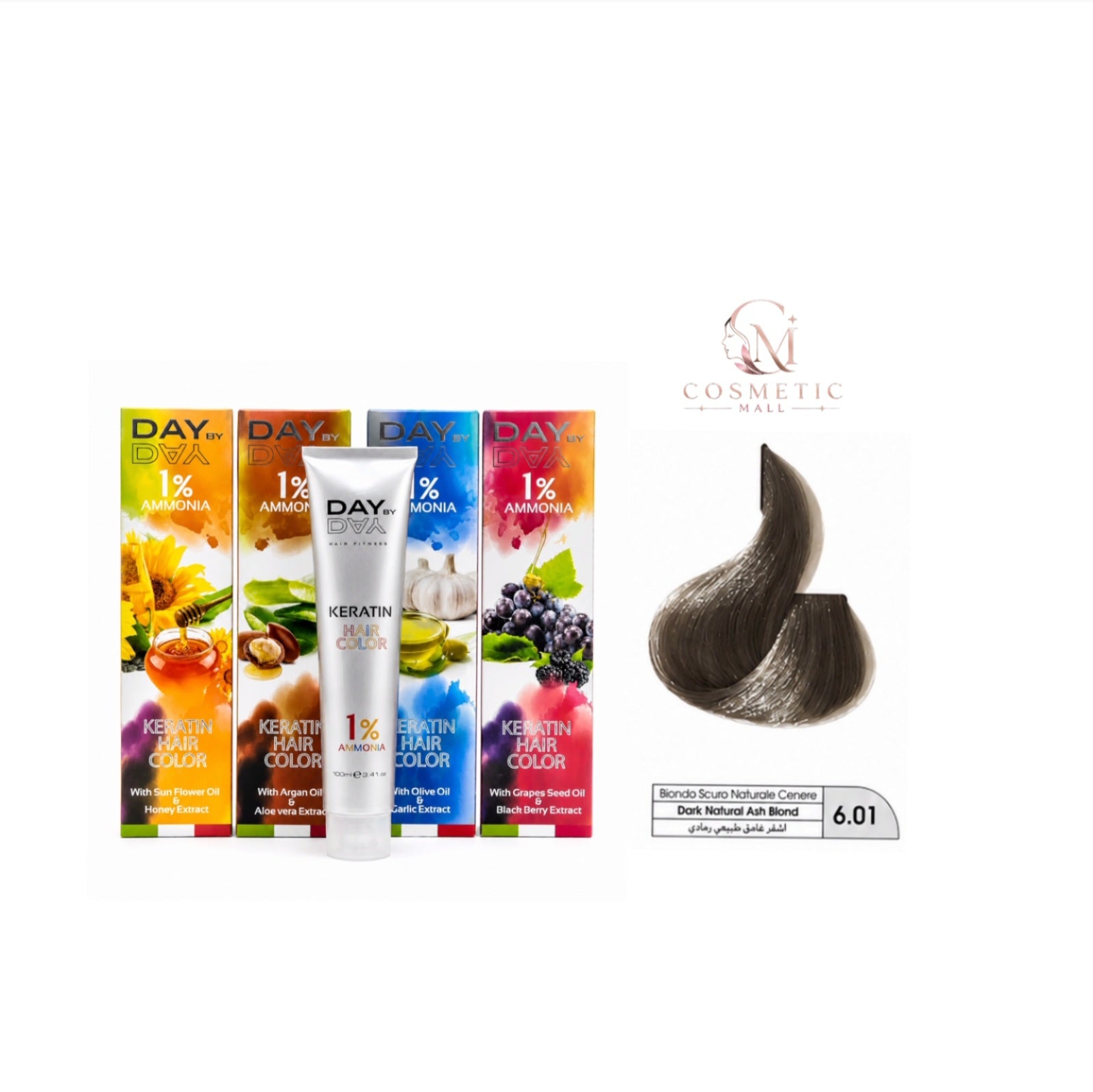 DAY BY DAY 1% AMMONIA  KERATIN HAIR COLOR -NO: 6.01- (100ml)