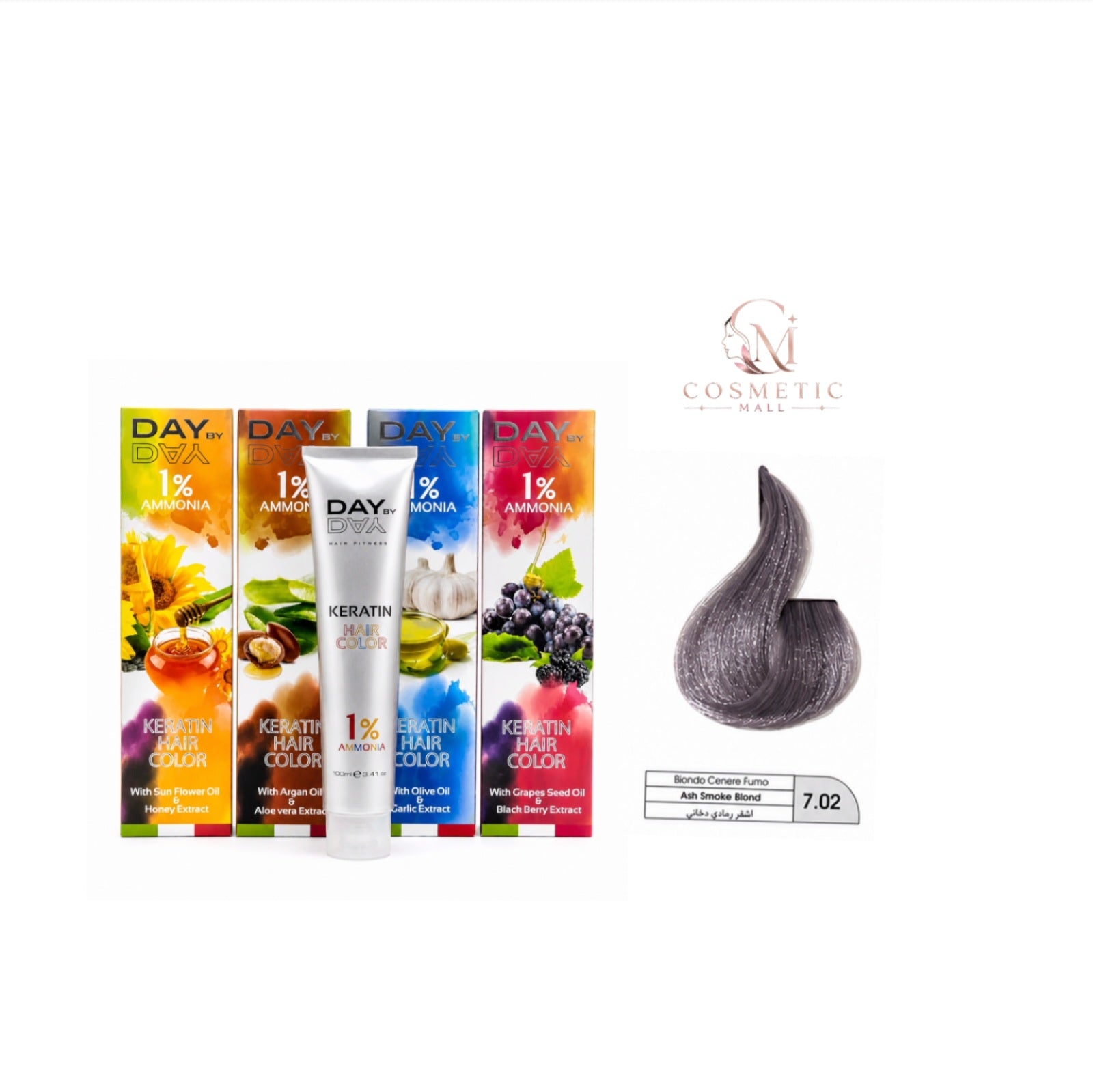 DAY BY DAY 1% AMMONIA  KERATIN HAIR COLOR -NO:7.02- (100ml)
