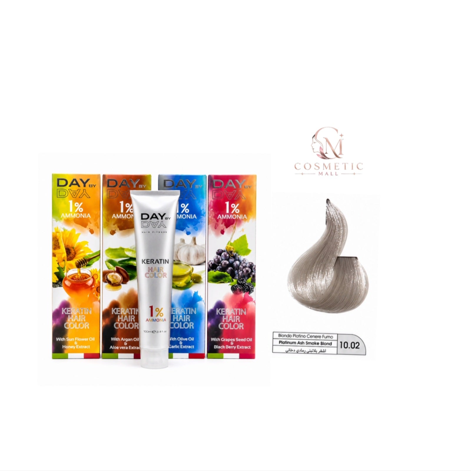 DAY BY DAY 1% AMMONIA  KERATIN HAIR COLOR -NO: 10.02- (100ml)